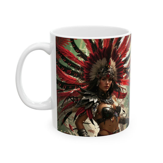 Aztec Blood Feather Goddess – Ceramic Mug (11oz, 15oz • Dishwasher & Microwave Safe • Made in USA • Personalized Option)