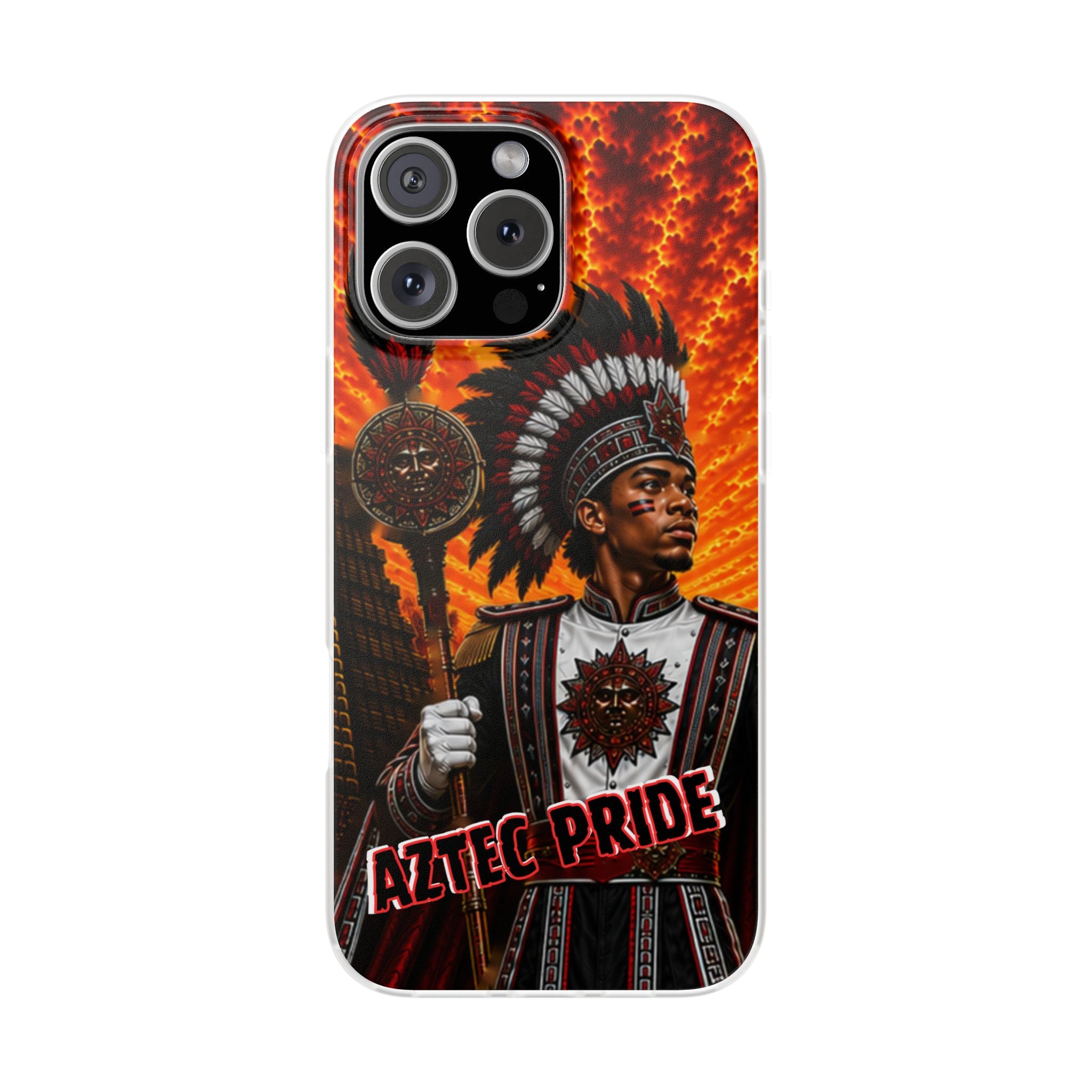 Aztec Drum Major Warrior – Flexi Phone Case (iPhone & Samsung • Clear TPU • Made & Shipped in the USA • 🚚 FREE USA Shipping • Personalized Option)