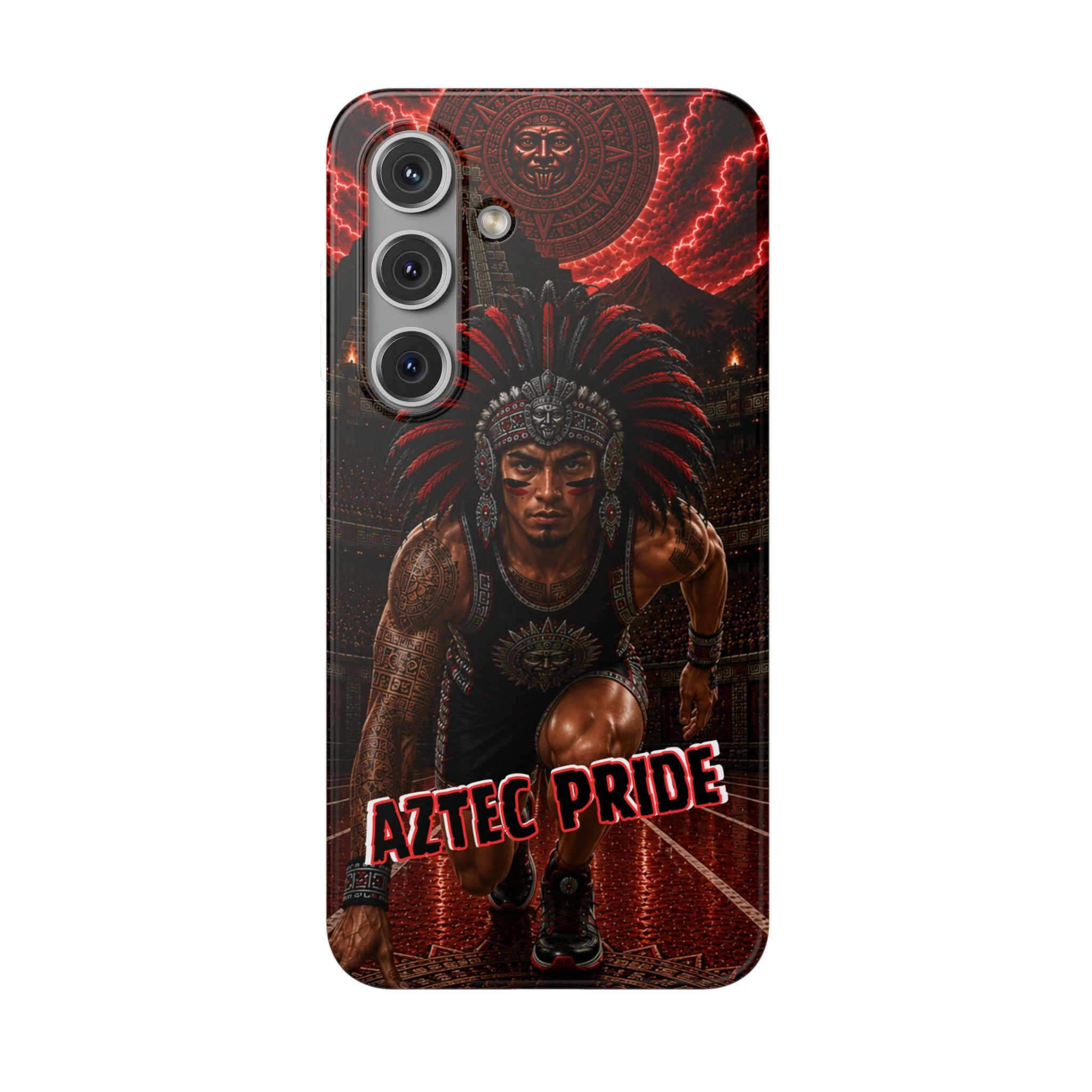 Aztec Track & Field Male Warrior – Flexi Phone Case (iPhone & Samsung • Clear TPU • Made & Shipped in the USA • 🚚 FREE USA Shipping • Personalized Option)