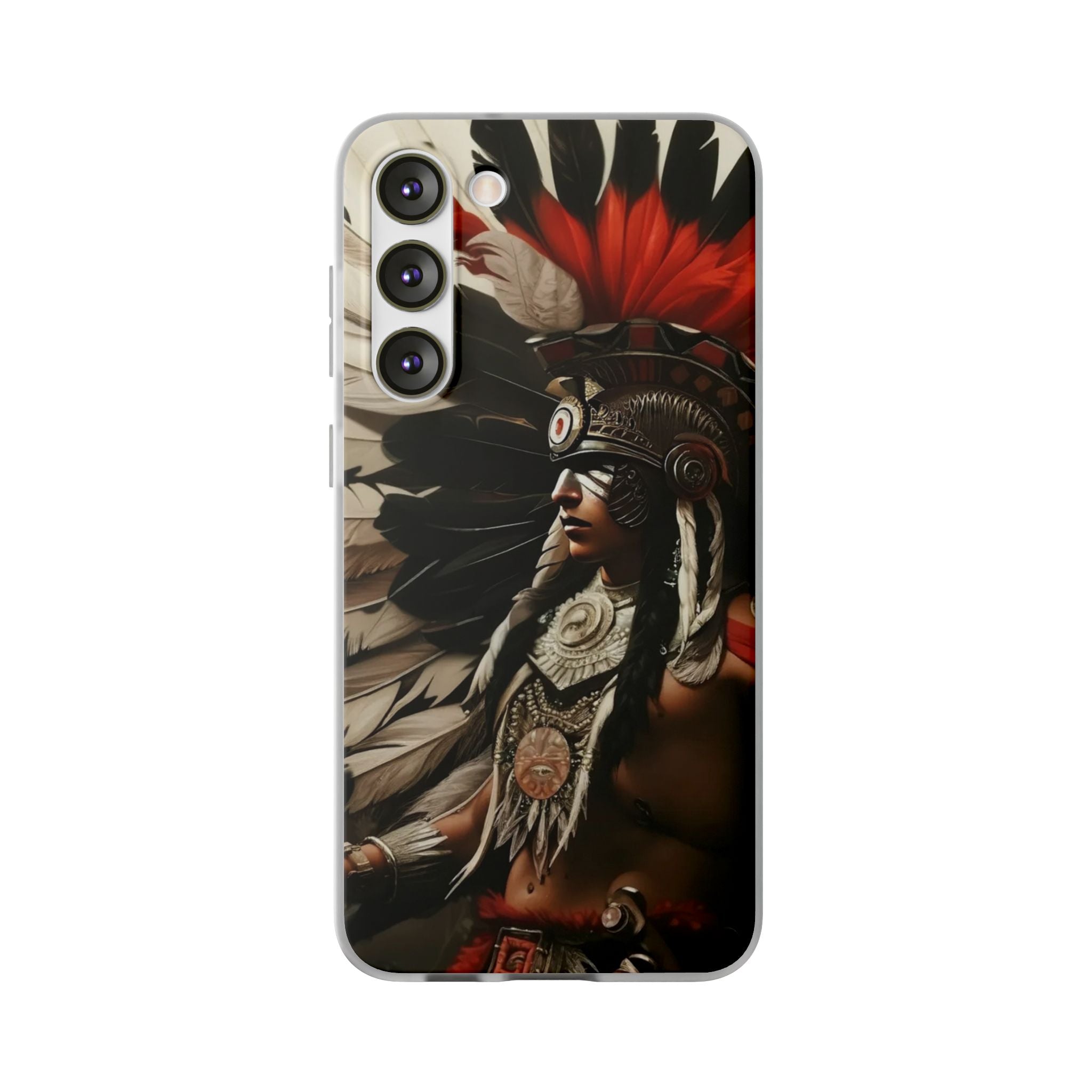 Aztec Fierce Warrior – Flexi Phone Case (iPhone & Samsung • Clear TPU • Made in USA • Personalized Option)