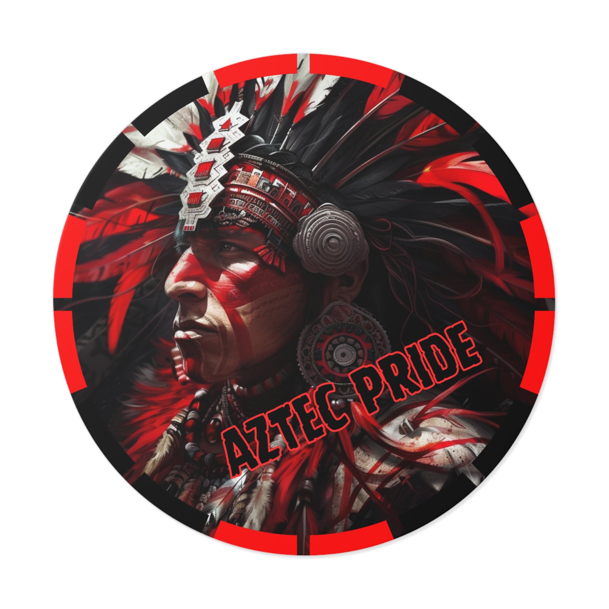 Aztec Loyal Warrior Round Vinyl Sticker - Waterproof Matte Decal (2"-6")
