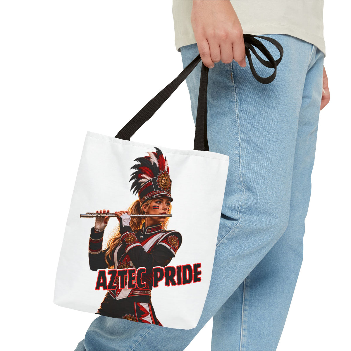 Aztec Band Warrior Tote Bag | Aztec-Inspired AI Art • Made & Shipped in the USA • 🚚 FREE USA Shipping • FREE Personalization