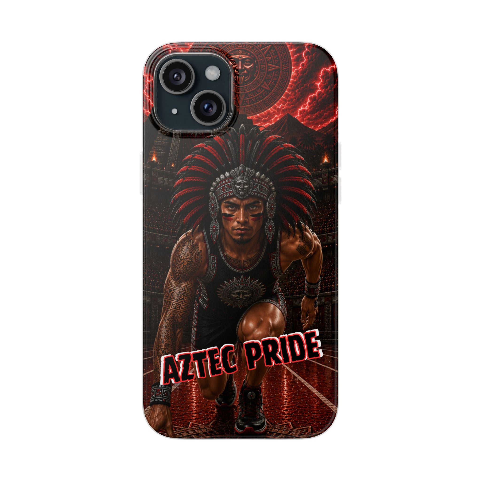 Aztec Track & Field Male Warrior – Flexi Phone Case (iPhone & Samsung • Clear TPU • Made & Shipped in the USA • 🚚 FREE USA Shipping • Personalized Option)
