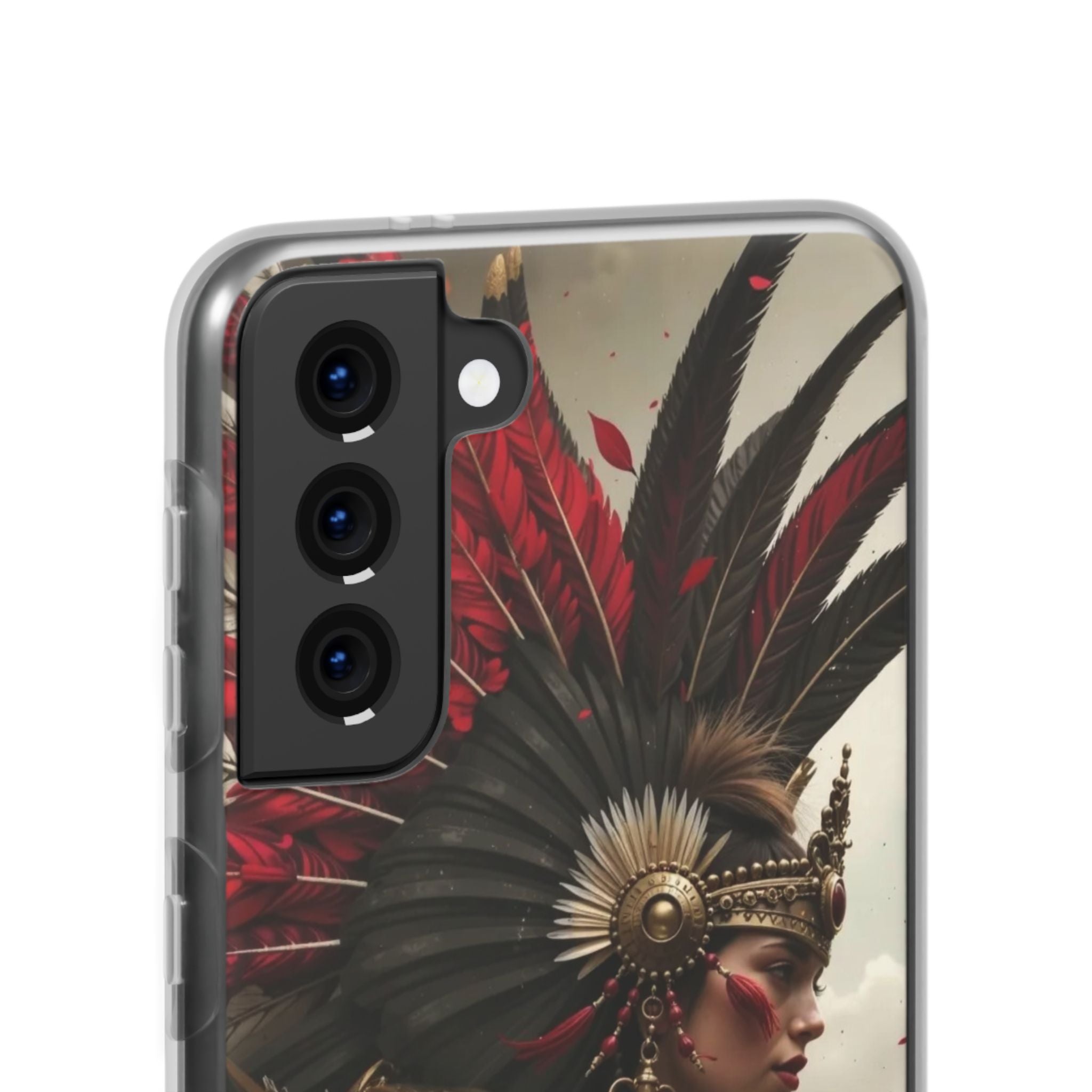Aztec Warrior Queen – Flexi Phone Case (iPhone & Samsung • Clear TPU • Made in USA • Personalized Option)