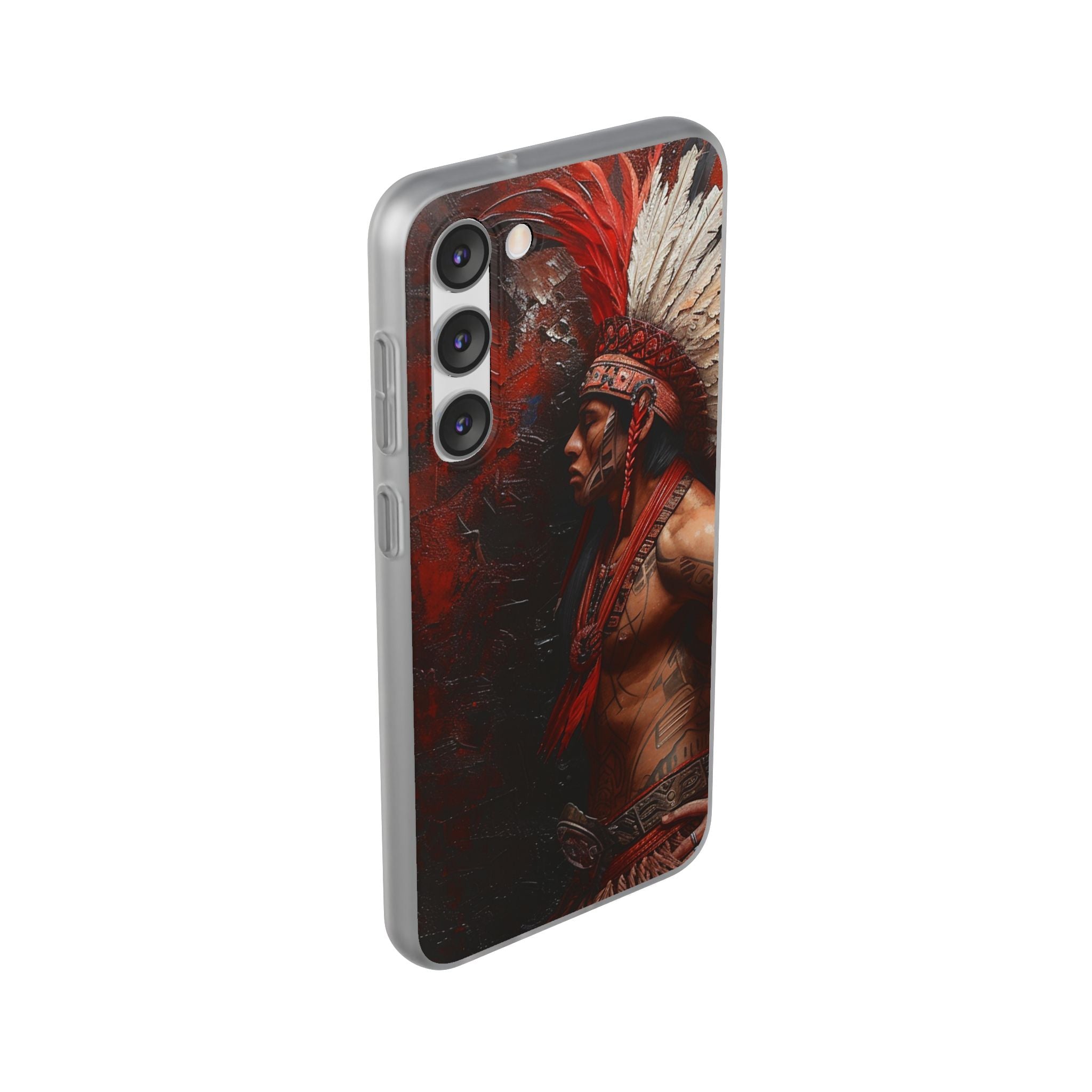 Aztec Noble Warrior – Flexi Phone Case (iPhone & Samsung • Clear TPU • Made in USA • Personalized Option)