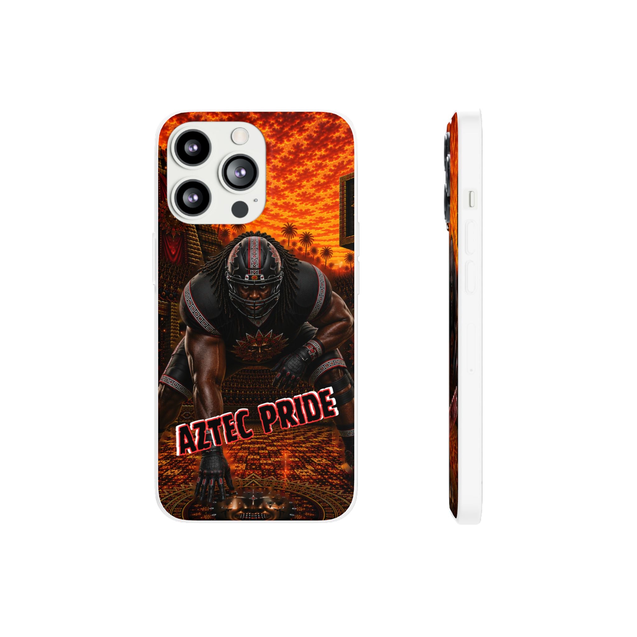 Aztec Football Warrior – Flexi Phone Case (iPhone & Samsung • Clear TPU • Made & Shipped in the USA • 🚚 FREE USA Shipping • Personalized Option)