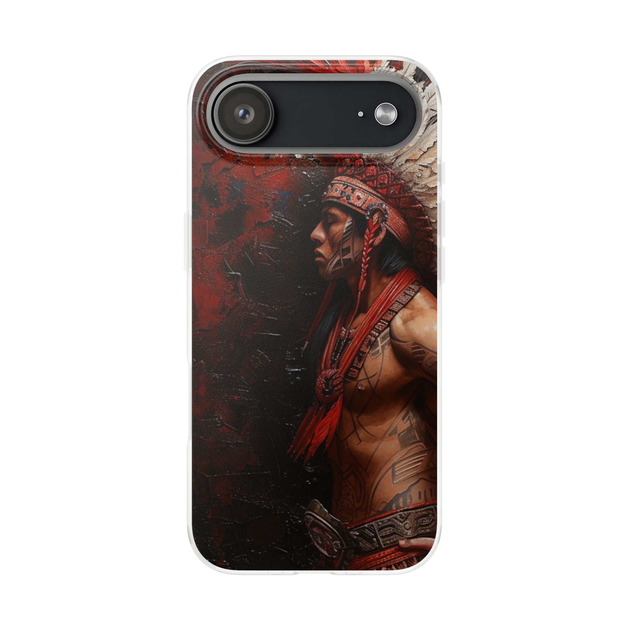 Aztec Noble Warrior – Flexi Phone Case (iPhone & Samsung • Clear TPU • Made in USA • Personalized Option)