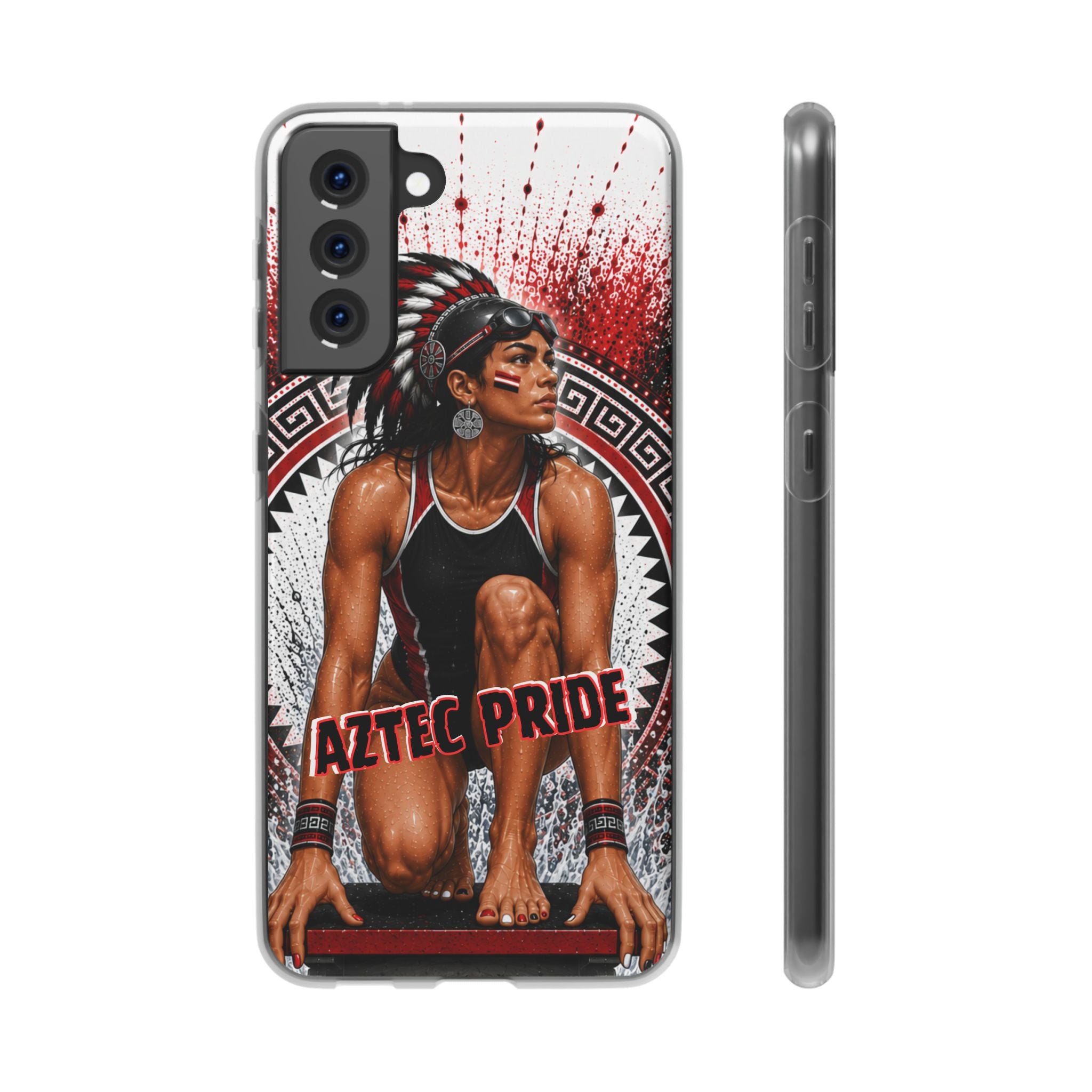 Aztec Swim & Dive Warrior – Flexi Phone Case (iPhone & Samsung • Clear TPU • Made & Shipped in the USA • 🚚 FREE USA Shipping • Personalized Option)