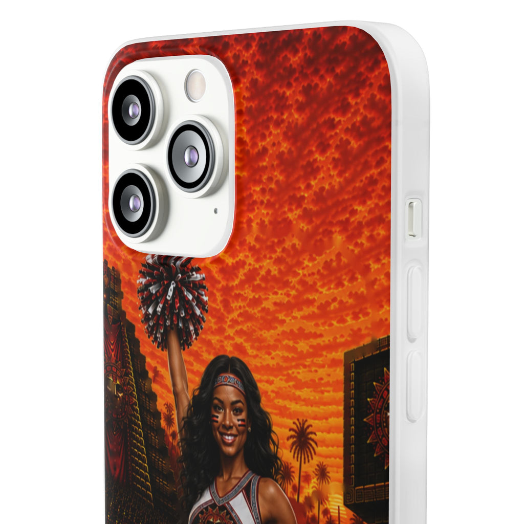 Aztec Cheerleader Warrior – Flexi Phone Case (iPhone & Samsung • Clear TPU • Made & Shipped in the USA • 🚚 FREE USA Shipping • Personalized Option)