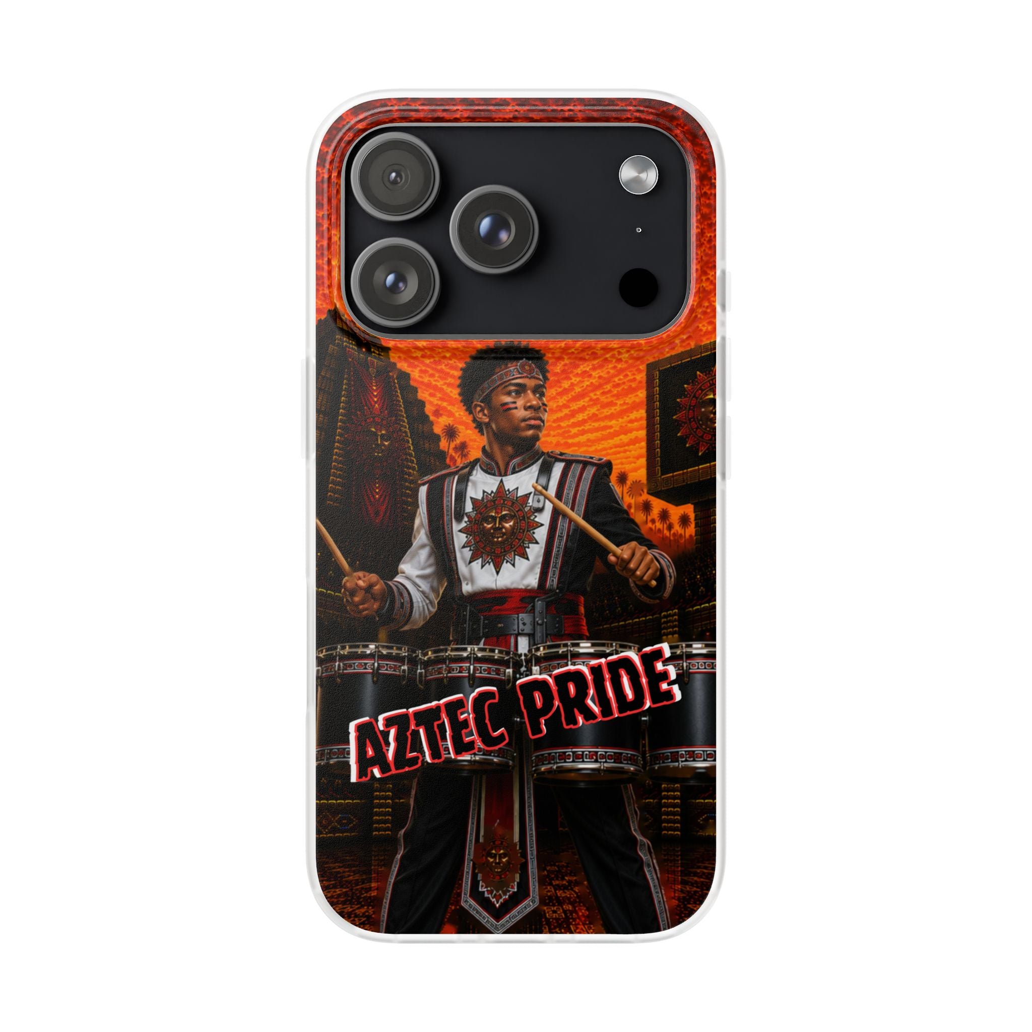 Aztec Band Warrior – Flexi Phone Case (iPhone & Samsung • Clear TPU • Made & Shipped in the USA • 🚚 FREE USA Shipping • Personalized Option)