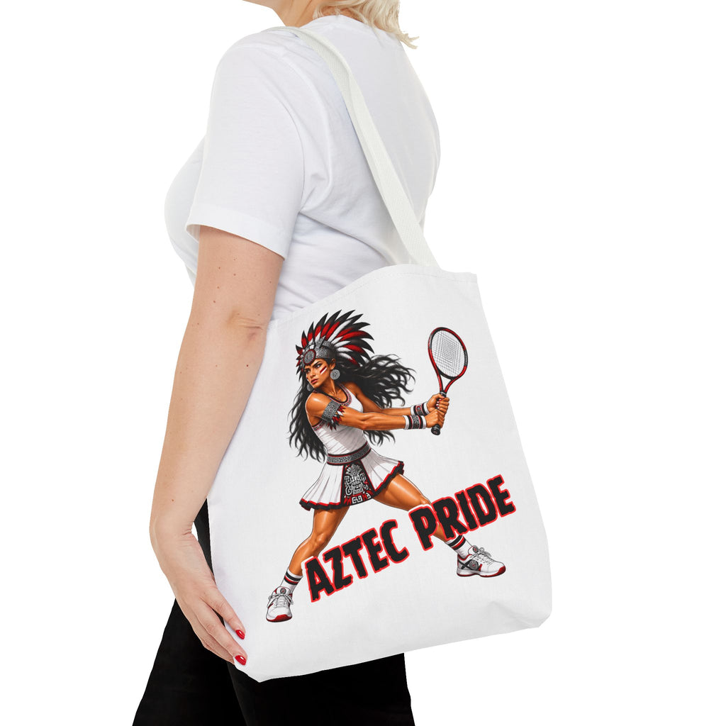 Aztec Tennis Female Warrior Tote Bag | Aztec-Inspired AI Art • Made & Shipped in the USA • 🚚 FREE USA Shipping • FREE Personalization