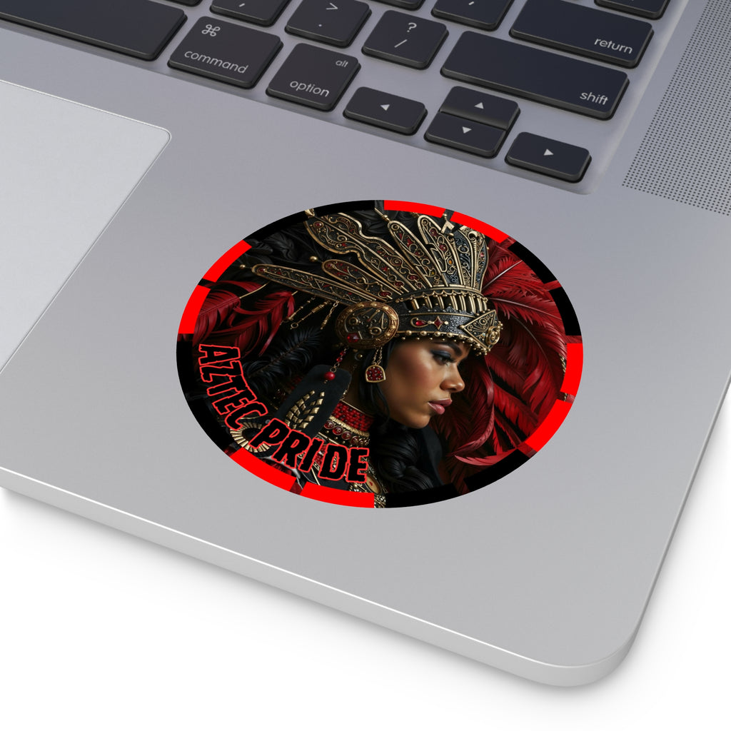 Aztec Lioness Queen Round Vinyl Sticker – Waterproof Matte Decal (2”–6”)