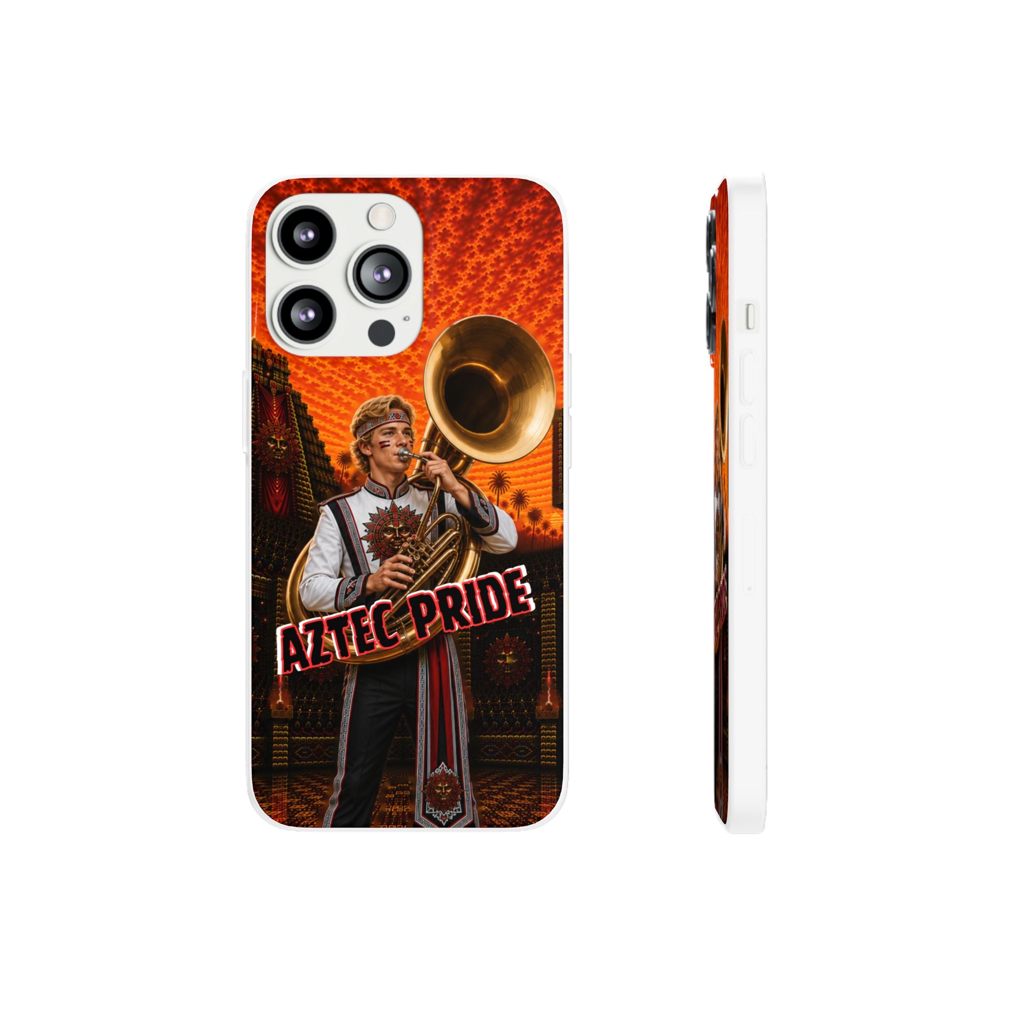 Aztec Band Warrior – Flexi Phone Case (iPhone & Samsung • Clear TPU • Made & Shipped in the USA • 🚚 FREE USA Shipping • Personalized Option)
