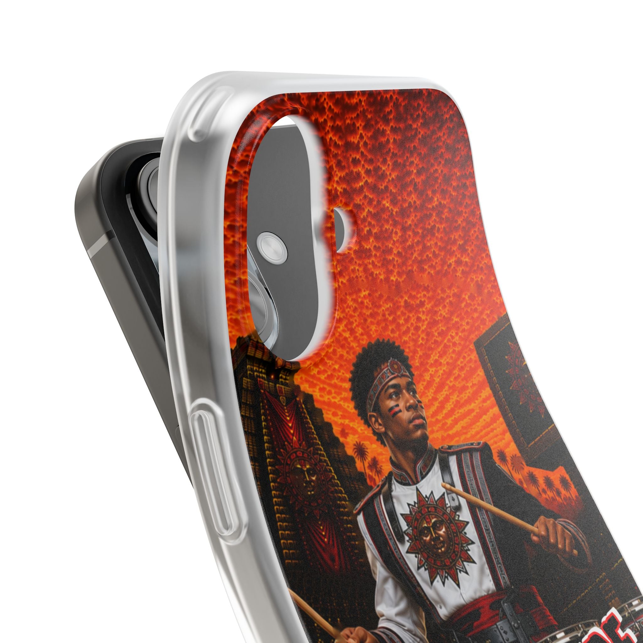 Aztec Band Warrior – Flexi Phone Case (iPhone & Samsung • Clear TPU • Made & Shipped in the USA • 🚚 FREE USA Shipping • Personalized Option)