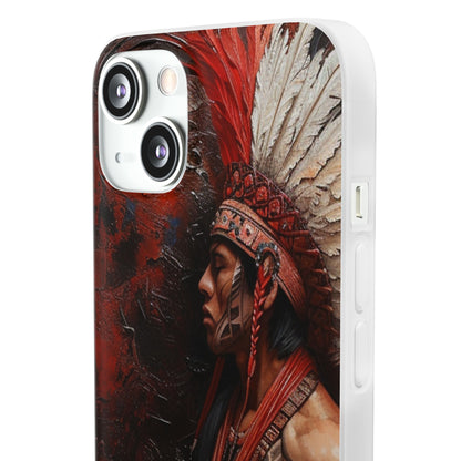 Aztec Noble Warrior – Flexi Phone Case (iPhone & Samsung • Clear TPU • Made in USA • Personalized Option)