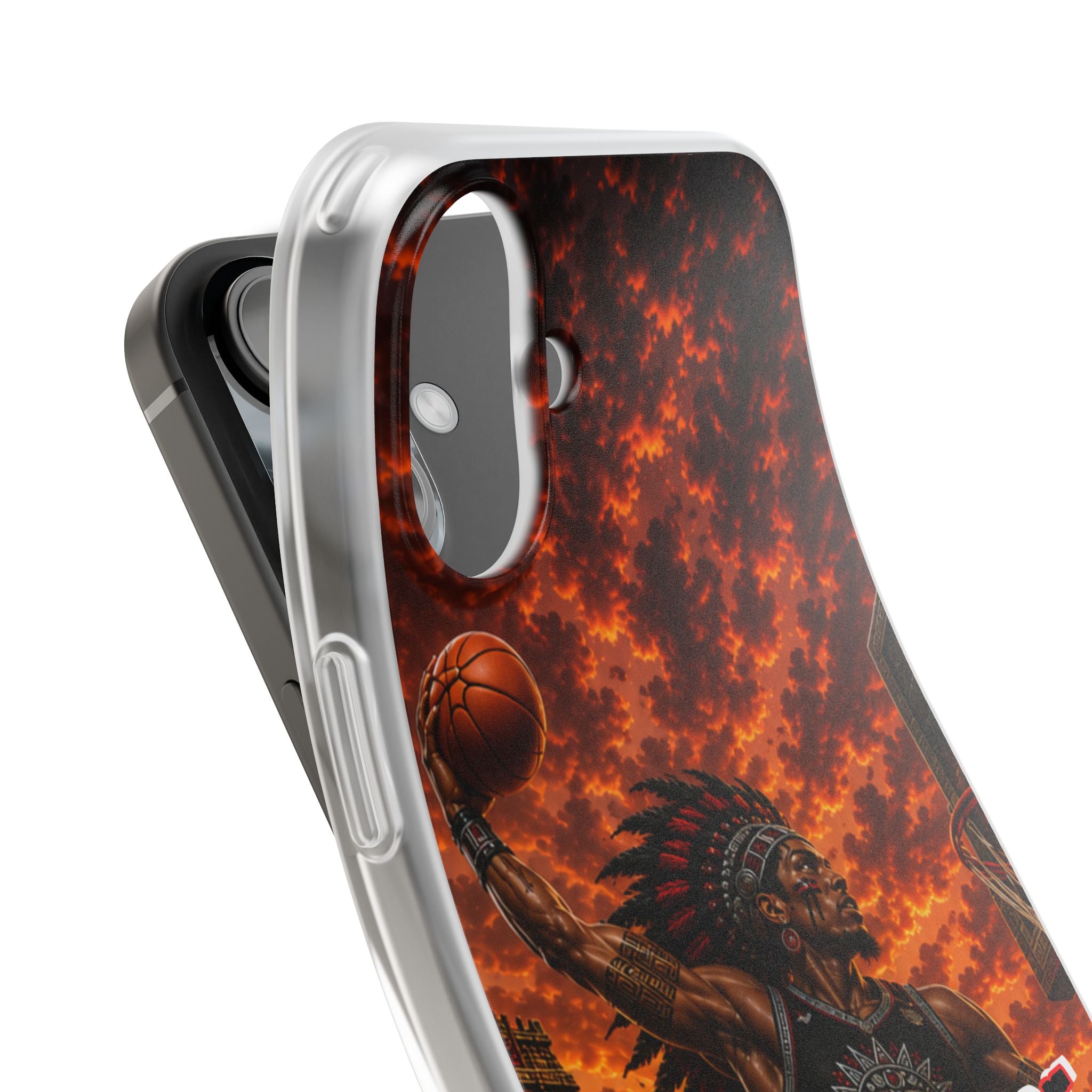 Aztec Basketball Male Warrior – Flexi Phone Case (iPhone & Samsung • Clear TPU • Made & Shipped in the USA • 🚚 FREE USA Shipping • Personalized Option)