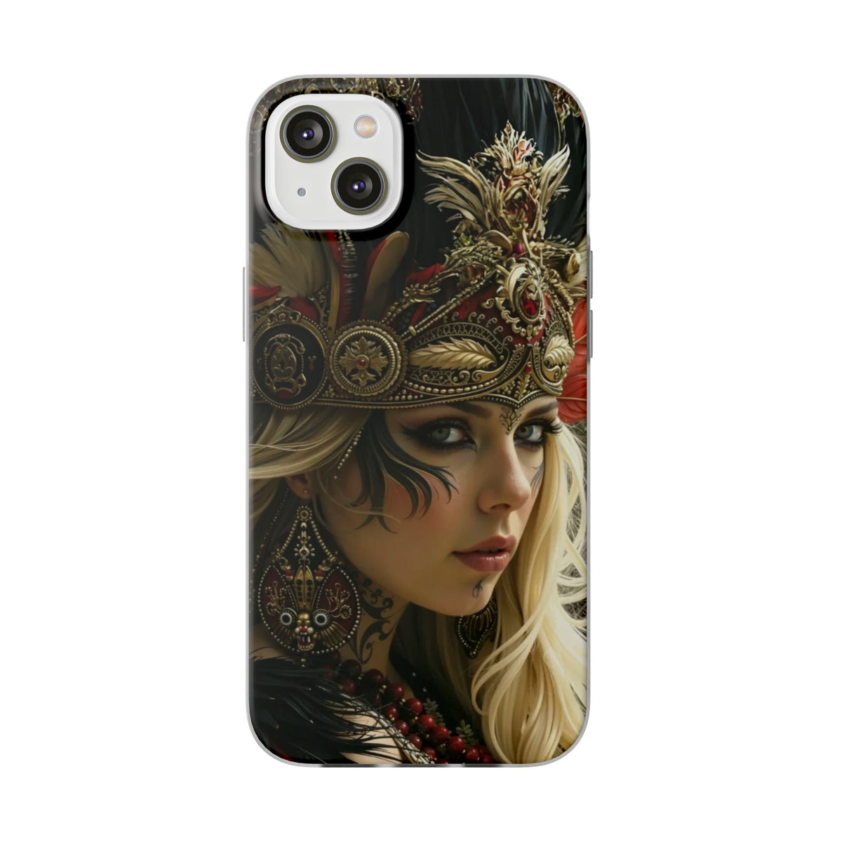 Aztec Fireheart Queen – Flexi Phone Case (iPhone & Samsung • Clear TPU • Made in USA • Personalized Option)