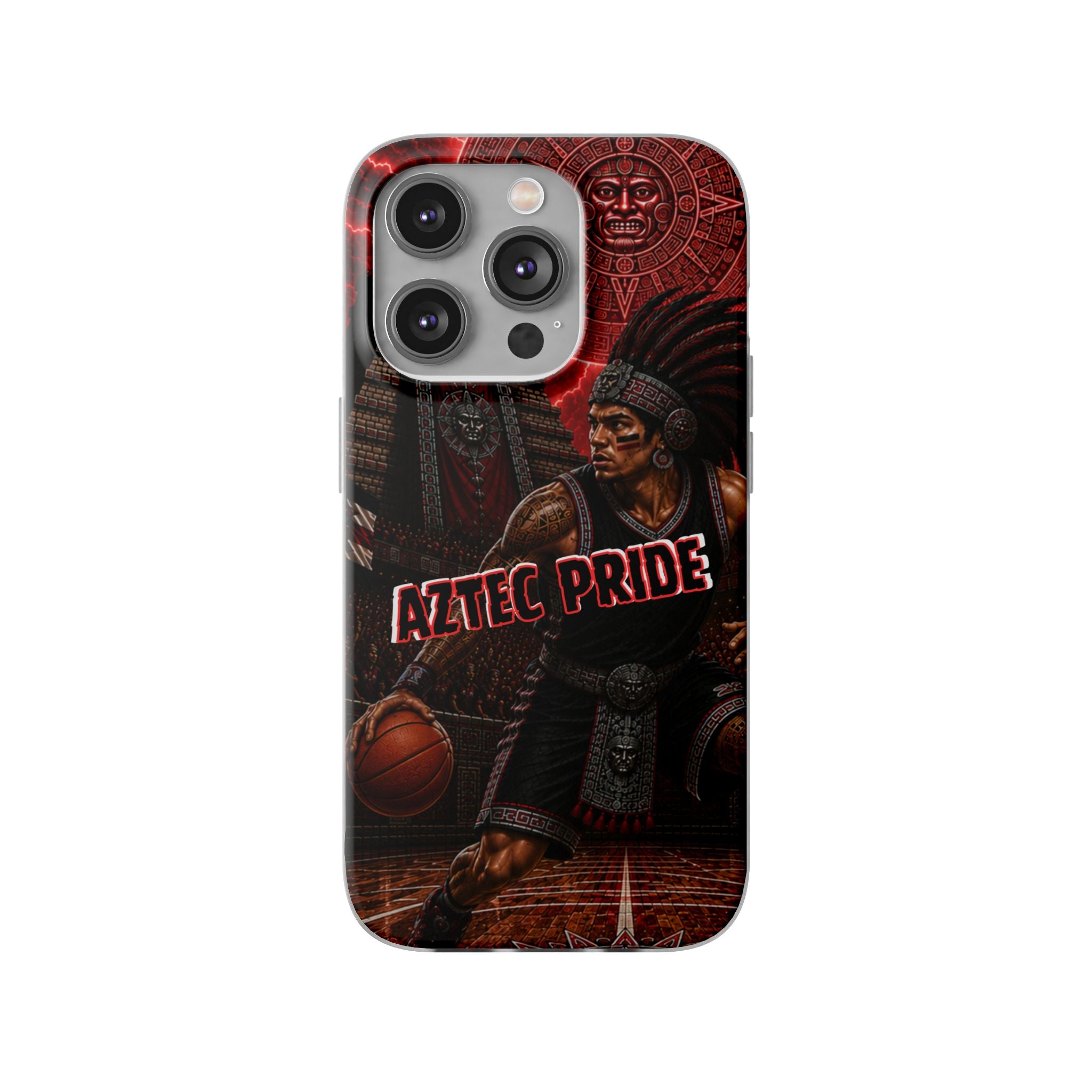 Aztec Basketall Warrior – Flexi Phone Case (iPhone & Samsung • Clear TPU • Made & Shipped in the USA • 🚚 FREE USA Shipping • Personalized Option)
