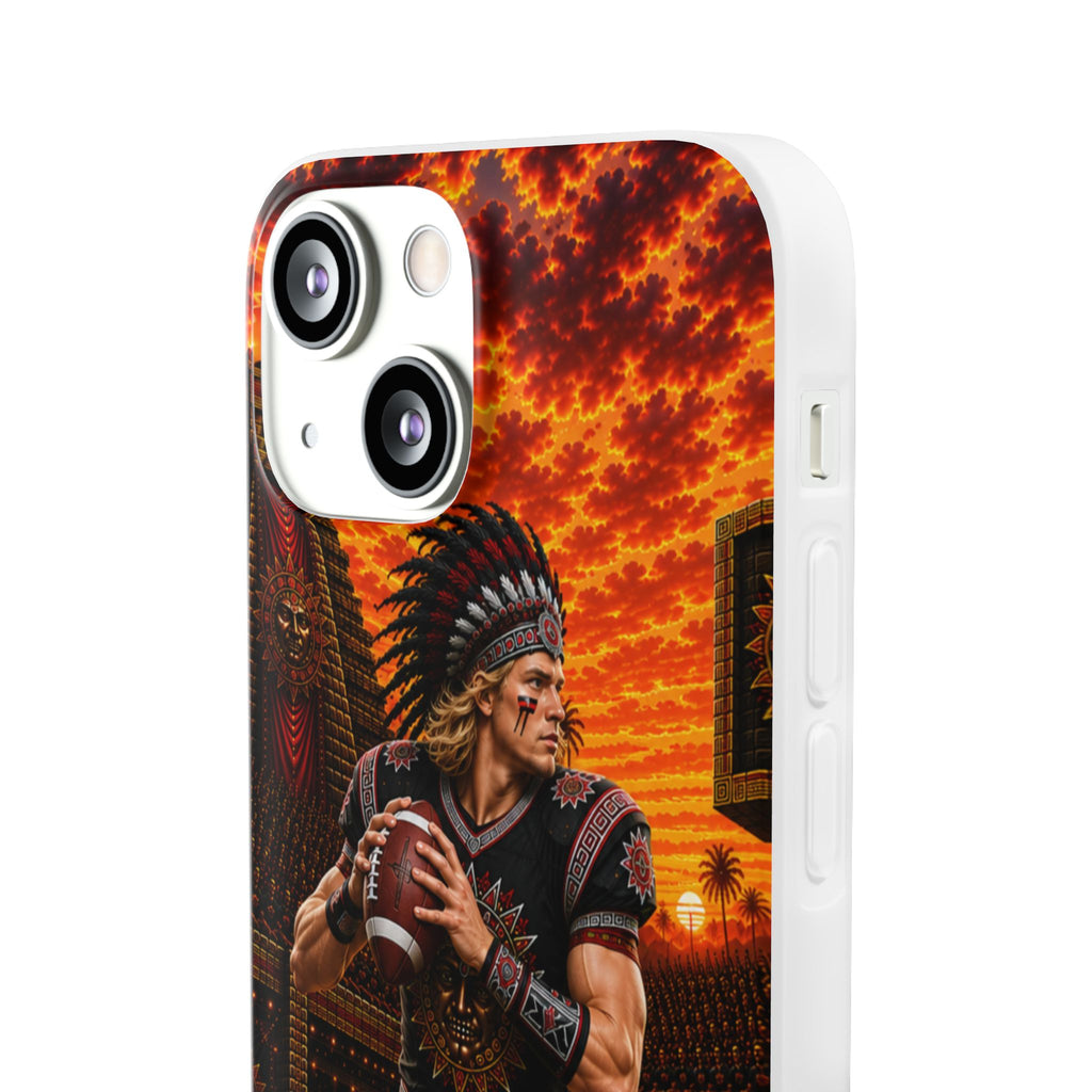 Aztec Football Warrior – Flexi Phone Case (iPhone & Samsung • Clear TPU • Made & Shipped in the USA • 🚚 FREE USA Shipping • Personalized Option)