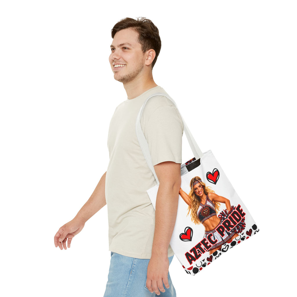 Aztec Cheerleader Warrior Tote Bag | Aztec-Inspired AI Art • Made & Shipped in the USA • 🚚 FREE USA Shipping • FREE Personalization