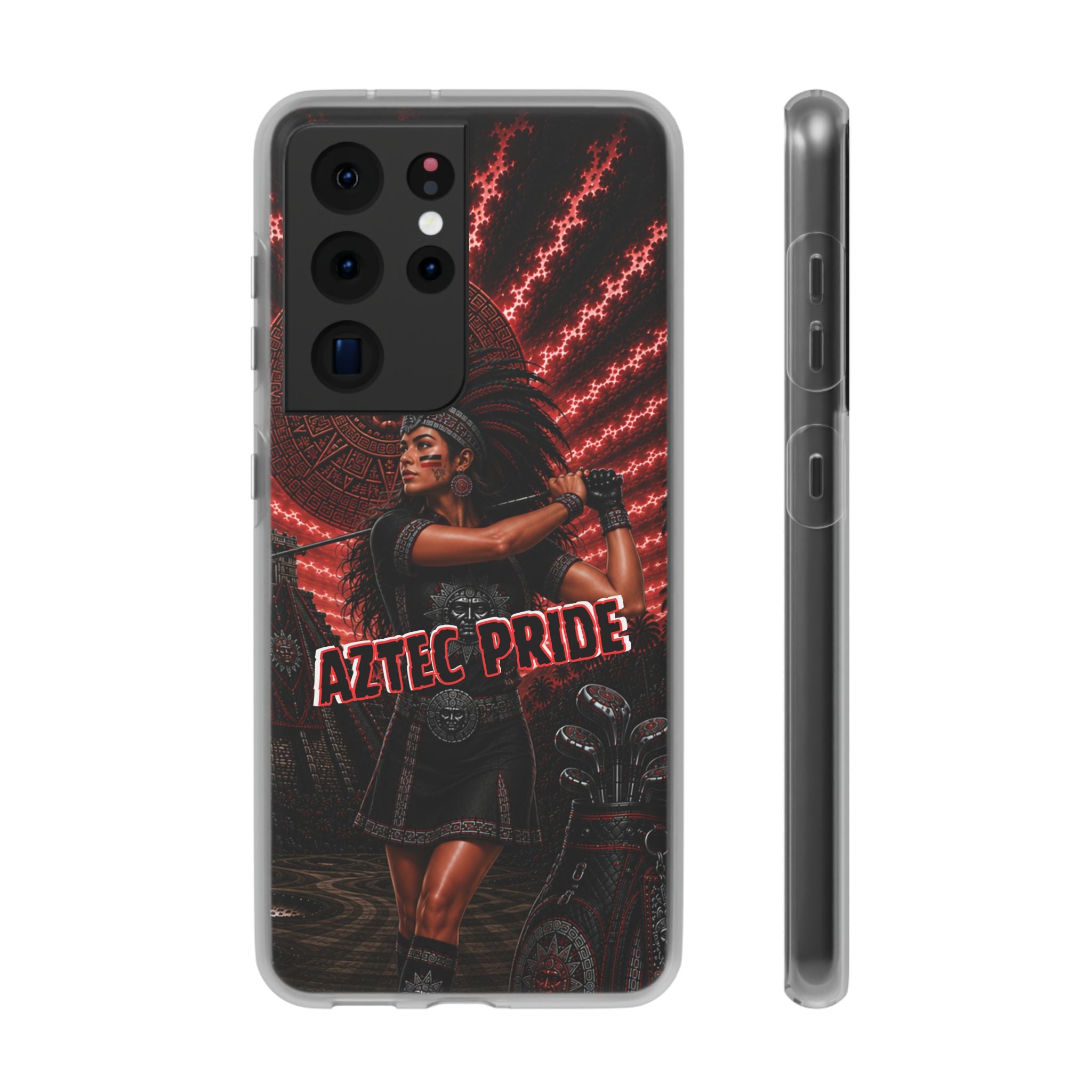 Aztec Golf Female Warrior – Flexi Phone Case (iPhone & Samsung • Clear TPU • Made & Shipped in the USA • 🚚 FREE USA Shipping • Personalized Option)