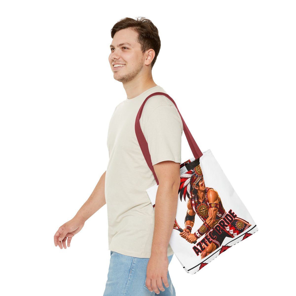 Aztec Tennis Male Warrior Tote Bag | Aztec-Inspired AI Art • Made & Shipped in the USA • 🚚 FREE USA Shipping • FREE Personalization