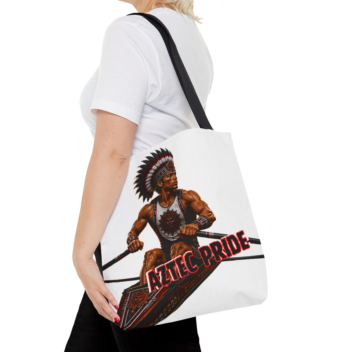 Aztec Rowing Warrior Tote Bag | Aztec-Inspired AI Art • Made & Shipped in the USA • 🚚 FREE USA Shipping • FREE Personalization