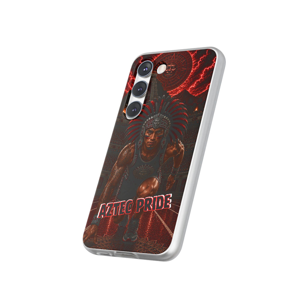 Aztec Track & Field Male Warrior – Flexi Phone Case (iPhone & Samsung • Clear TPU • Made & Shipped in the USA • 🚚 FREE USA Shipping • Personalized Option)