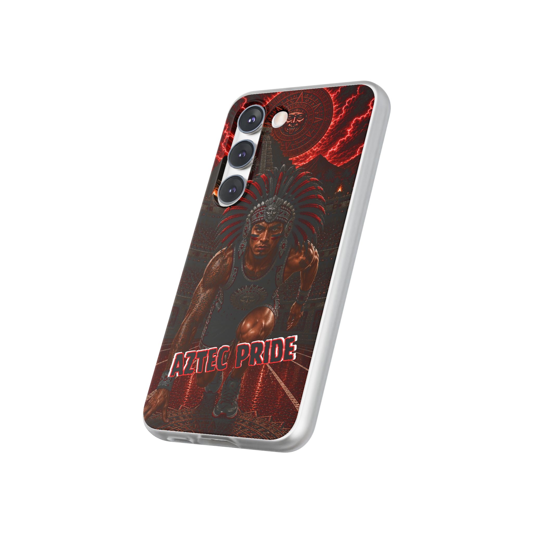 Aztec Track & Field Male Warrior – Flexi Phone Case (iPhone & Samsung • Clear TPU • Made & Shipped in the USA • 🚚 FREE USA Shipping • Personalized Option)