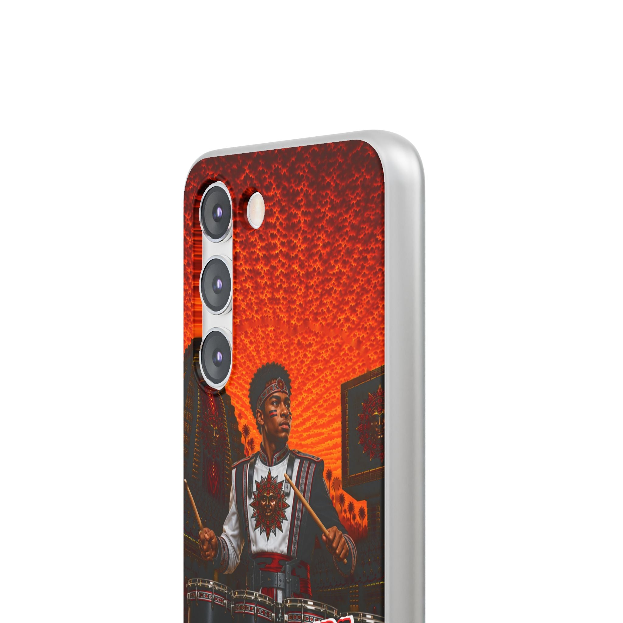 Aztec Band Warrior – Flexi Phone Case (iPhone & Samsung • Clear TPU • Made & Shipped in the USA • 🚚 FREE USA Shipping • Personalized Option)