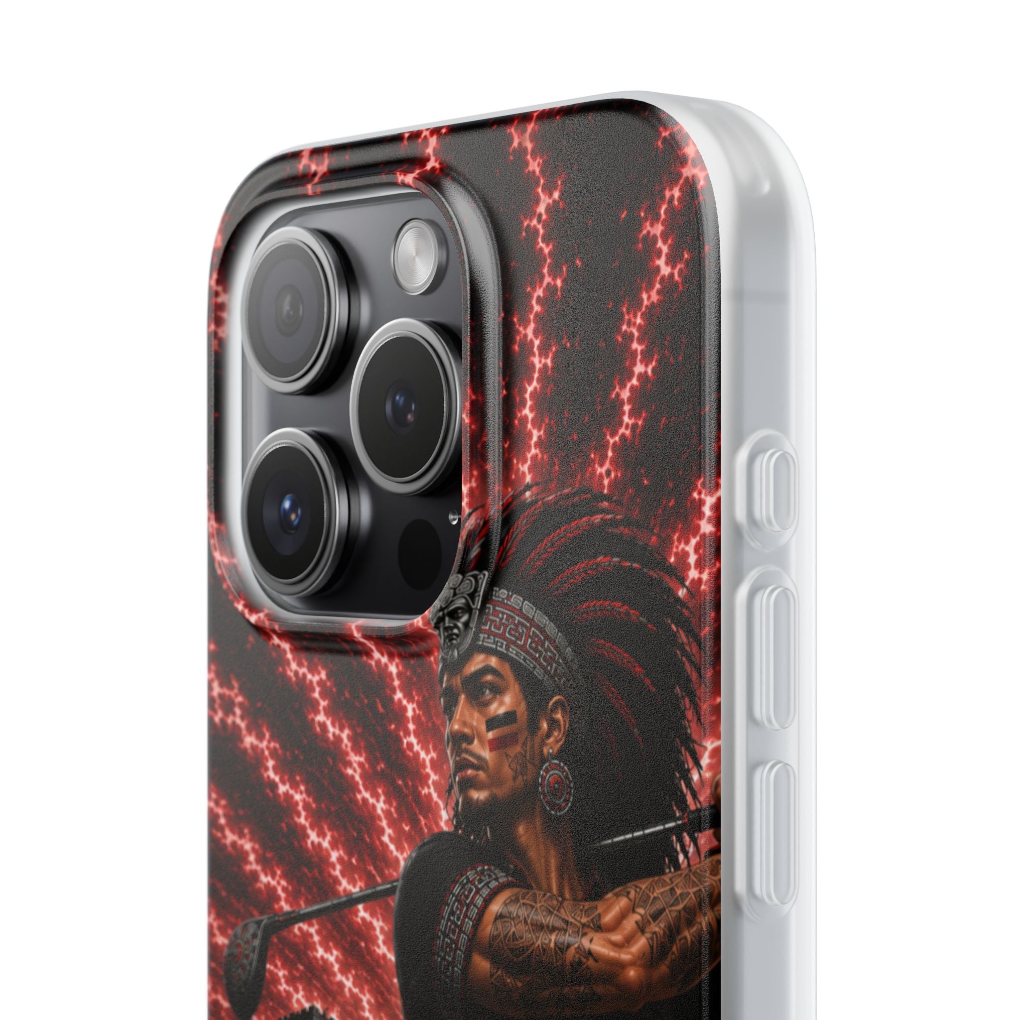 Aztec Golf Male Warrior – Flexi Phone Case (iPhone & Samsung • Clear TPU • Made & Shipped in the USA • 🚚 FREE USA Shipping • Personalized Option)