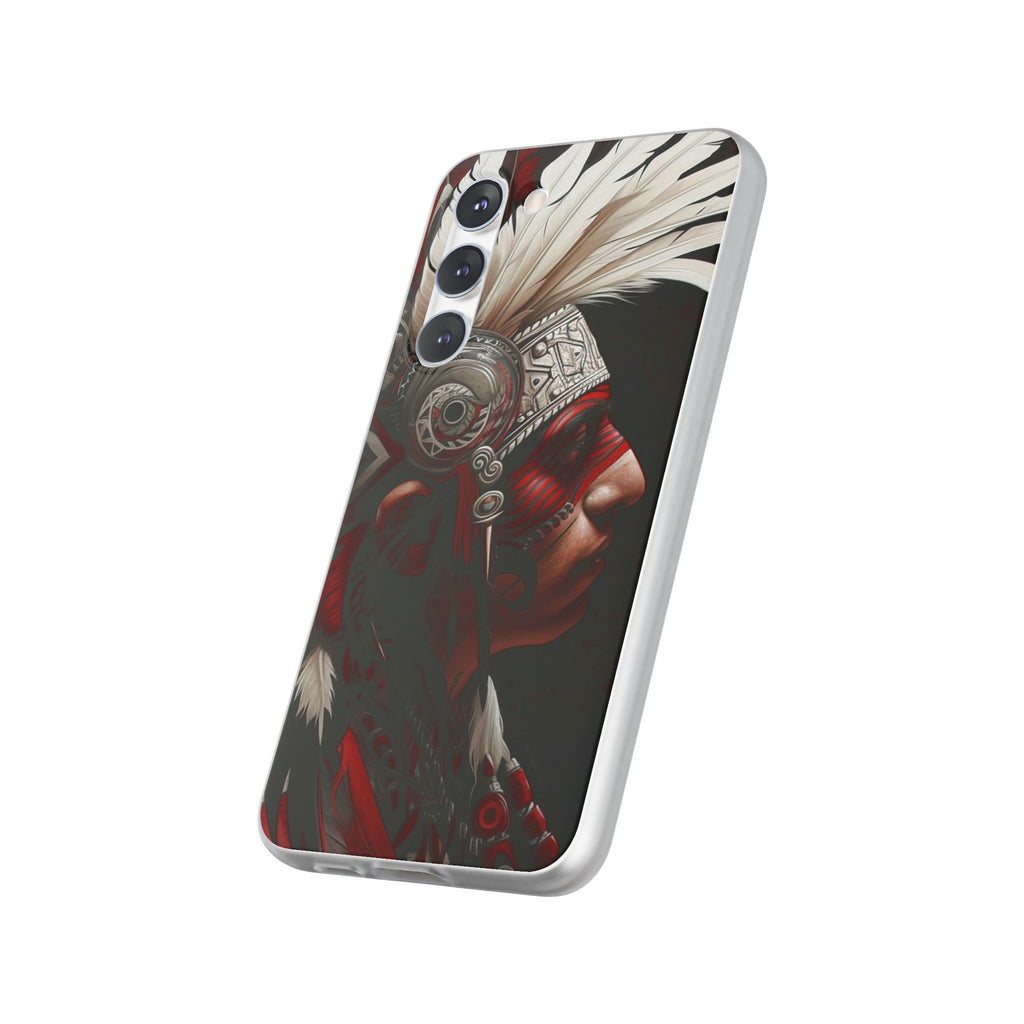 Aztec Warrior King – Flexi Phone Case (iPhone & Samsung • Clear TPU • Made in USA • Personalized Option)