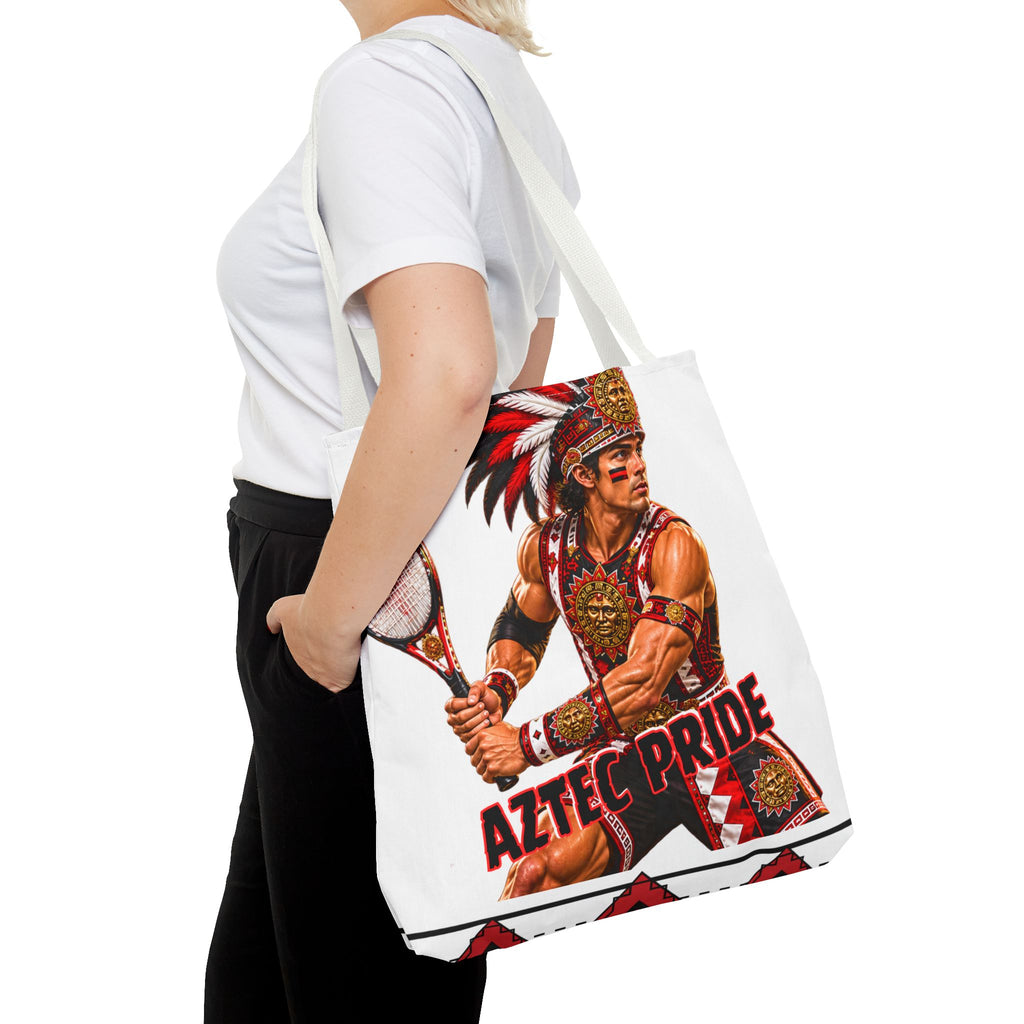 Aztec Tennis Male Warrior Tote Bag | Aztec-Inspired AI Art • Made & Shipped in the USA • 🚚 FREE USA Shipping • FREE Personalization