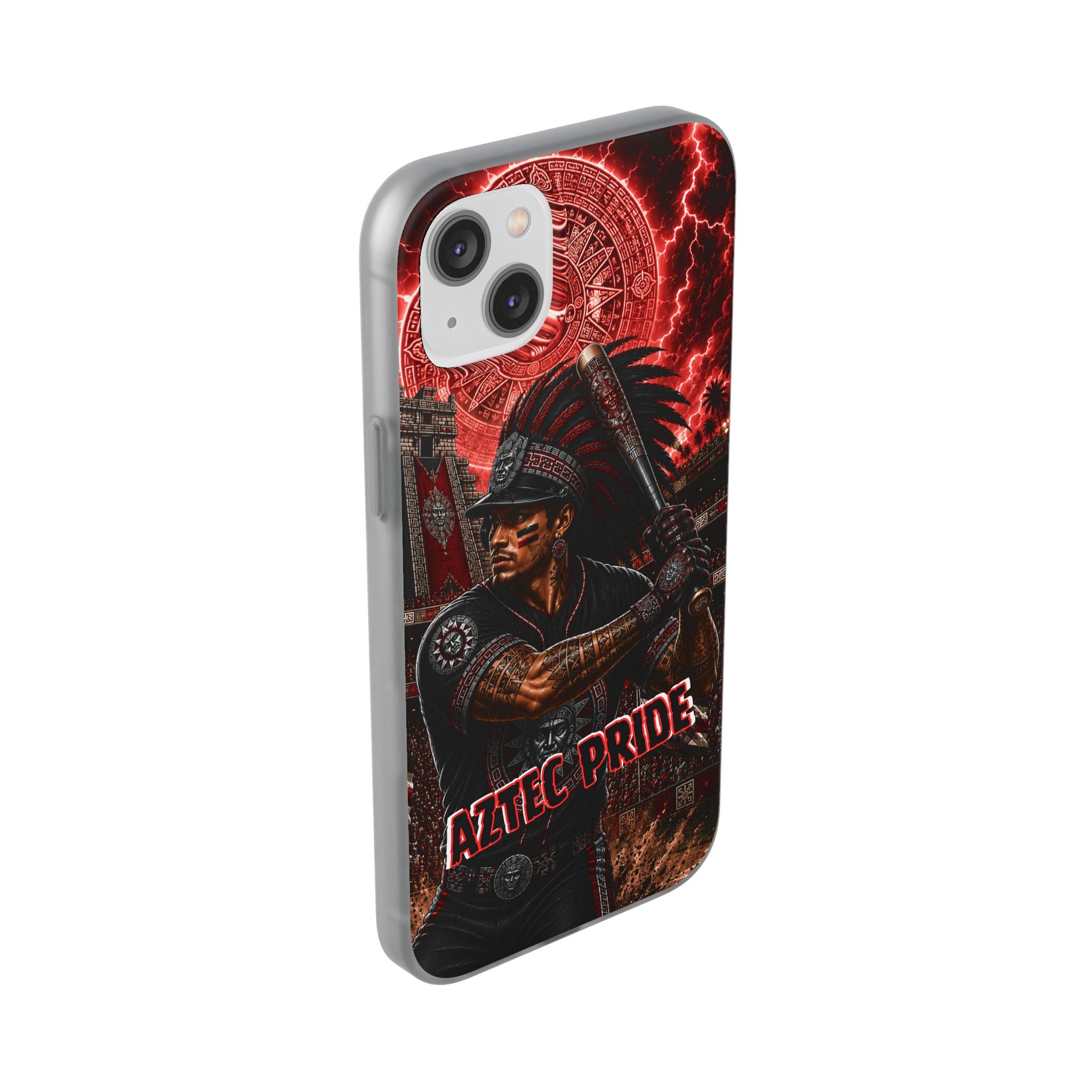 Aztec Baseball Warrior – Flexi Phone Case (iPhone & Samsung • Clear TPU • Made & Shipped in the USA • 🚚 FREE USA Shipping • Personalized Option)