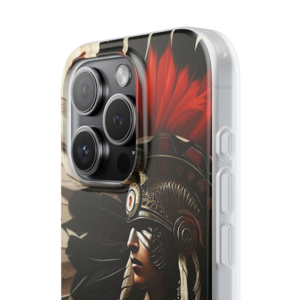Aztec Fierce Warrior – Flexi Phone Case (iPhone & Samsung • Clear TPU • Made in USA • Personalized Option)