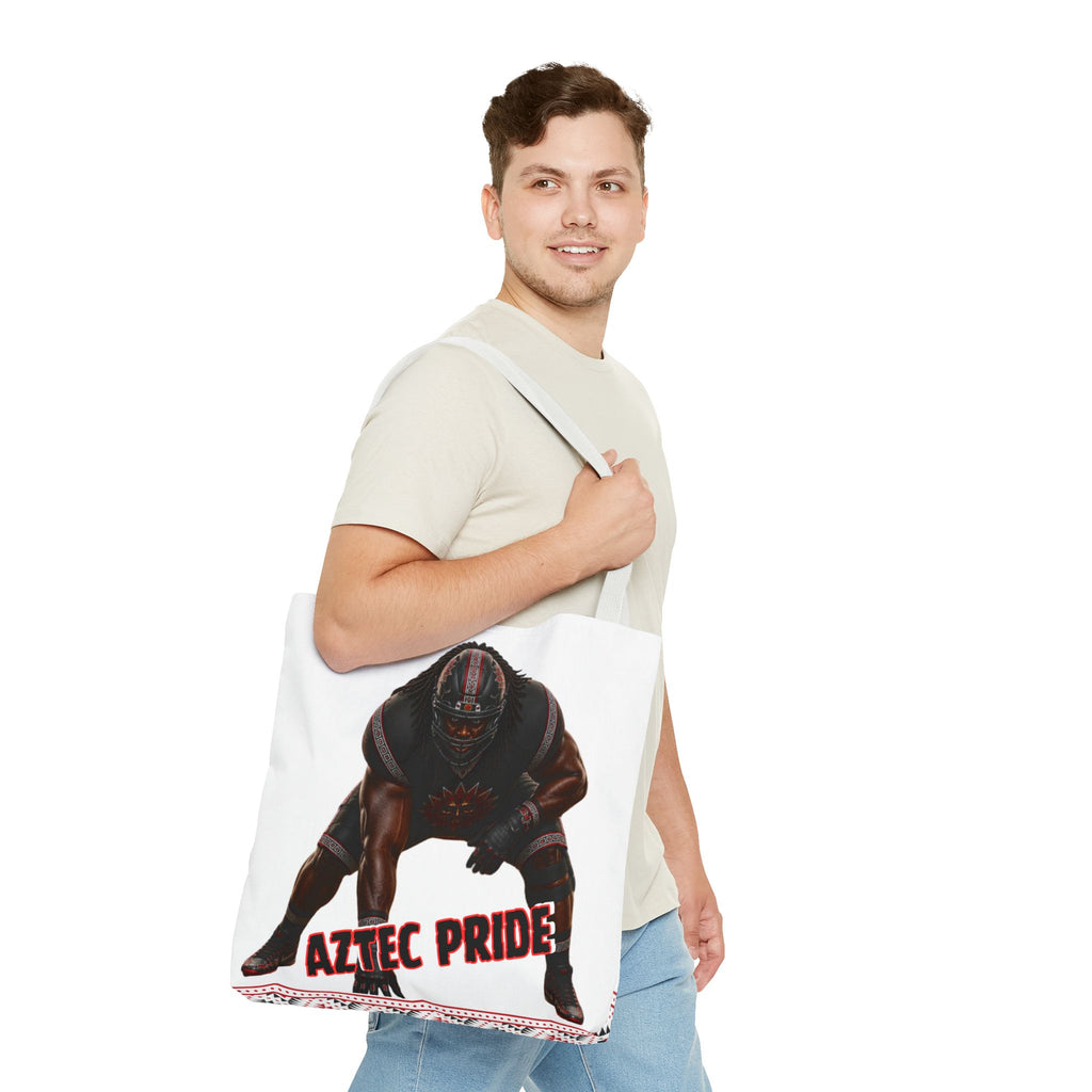 Aztec Football O-Line Warrior Tote Bag | Aztec-Inspired AI Art • Made & Shipped in the USA • 🚚 FREE USA Shipping • FREE Personalization