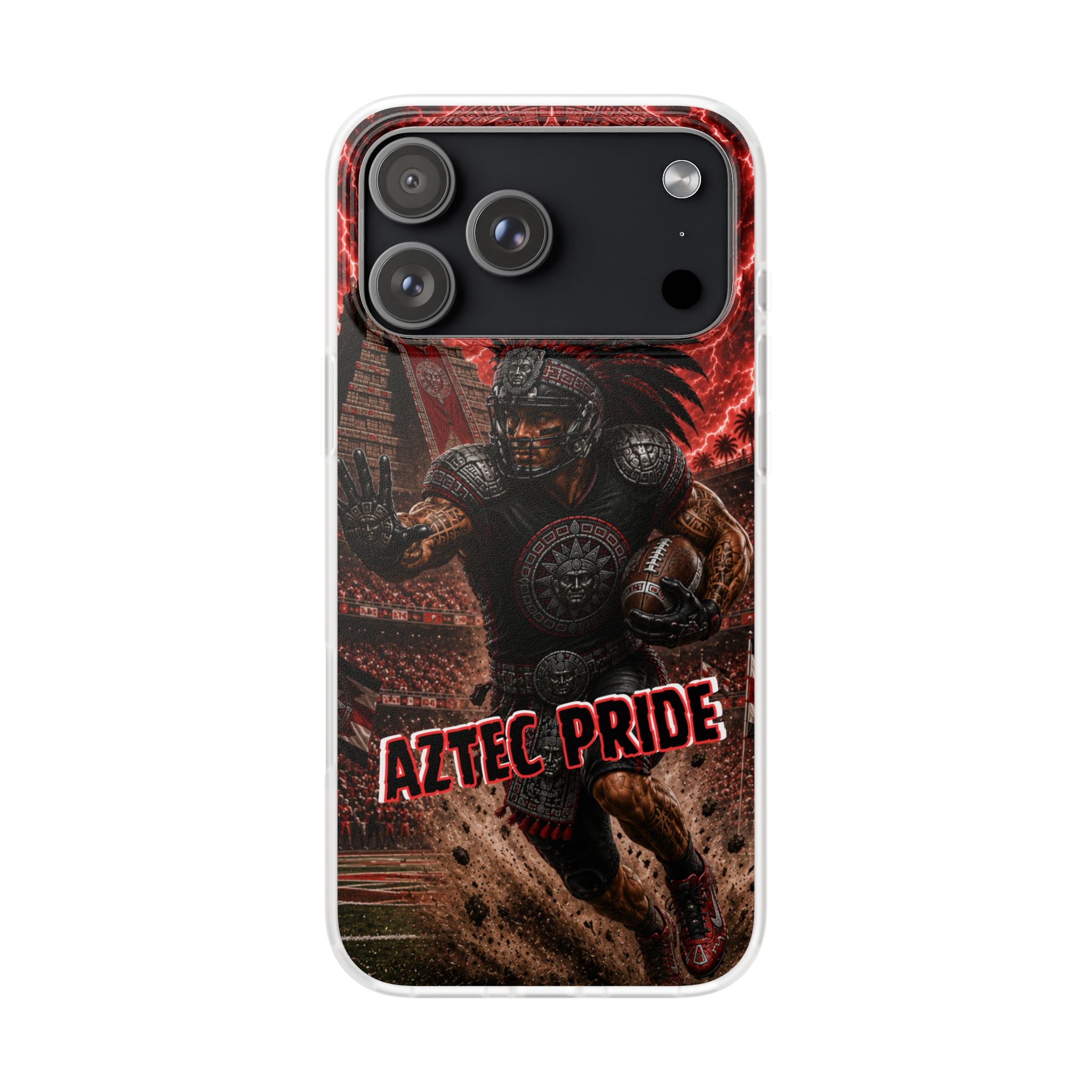 Aztec Football Warrior – Flexi Phone Case (iPhone & Samsung • Clear TPU • Made in USA • Personalized Option)