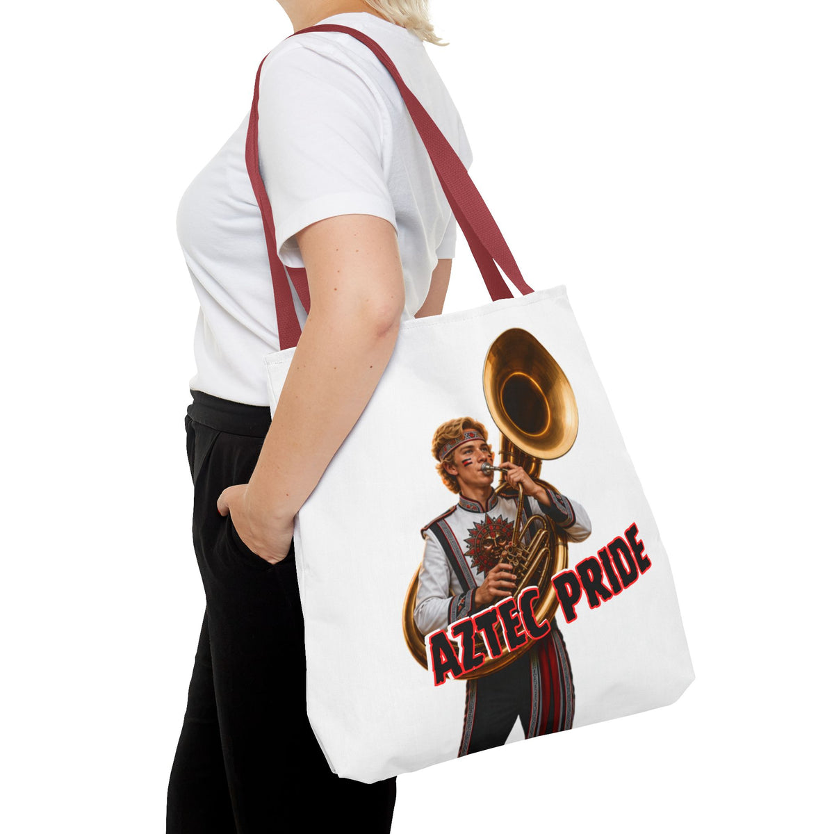 Aztec Band Warrior Tote Bag | Aztec-Inspired AI Art • Made & Shipped in the USA • 🚚 FREE USA Shipping • FREE Personalization