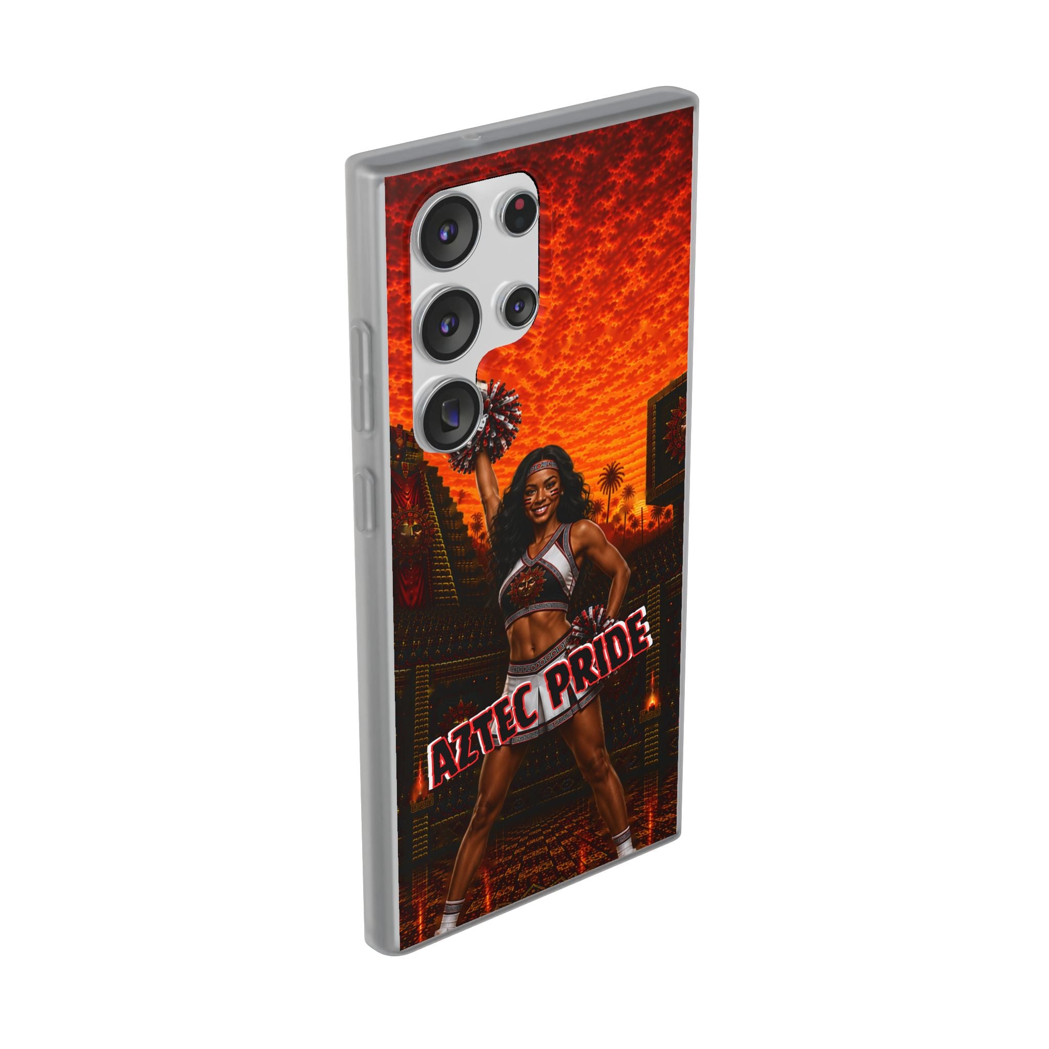 Aztec Cheerleader Warrior – Flexi Phone Case (iPhone & Samsung • Clear TPU • Made & Shipped in the USA • 🚚 FREE USA Shipping • Personalized Option)