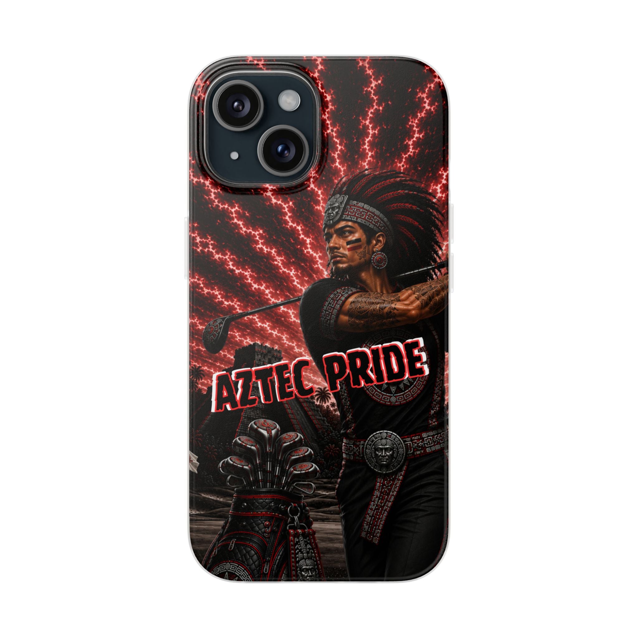 Aztec Golf Male Warrior – Flexi Phone Case (iPhone & Samsung • Clear TPU • Made & Shipped in the USA • 🚚 FREE USA Shipping • Personalized Option)