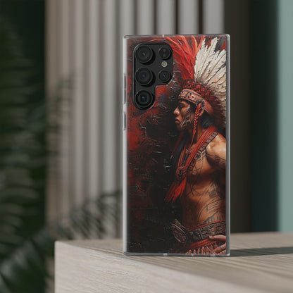 Aztec Noble Warrior – Flexi Phone Case (iPhone & Samsung • Clear TPU • Made in USA • Personalized Option)