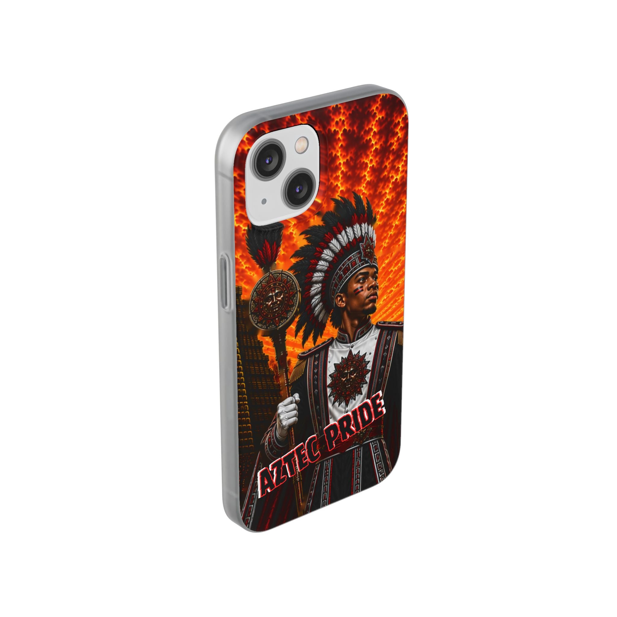 Aztec Drum Major Warrior – Flexi Phone Case (iPhone & Samsung • Clear TPU • Made & Shipped in the USA • 🚚 FREE USA Shipping • Personalized Option)