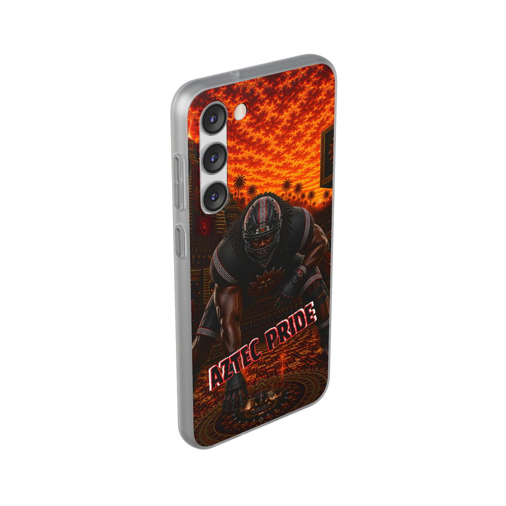 Aztec Football Warrior – Flexi Phone Case (iPhone & Samsung • Clear TPU • Made & Shipped in the USA • 🚚 FREE USA Shipping • Personalized Option)