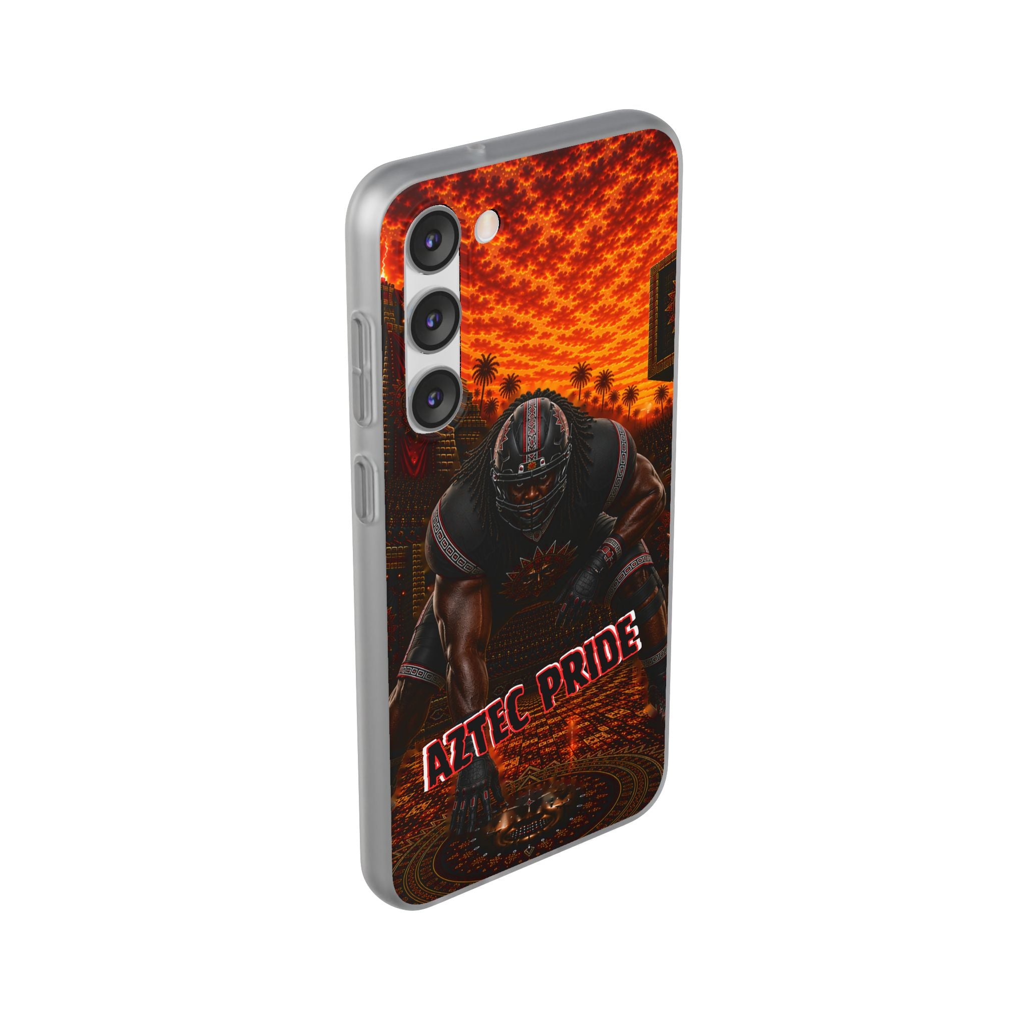 Aztec Football Warrior – Flexi Phone Case (iPhone & Samsung • Clear TPU • Made & Shipped in the USA • 🚚 FREE USA Shipping • Personalized Option)