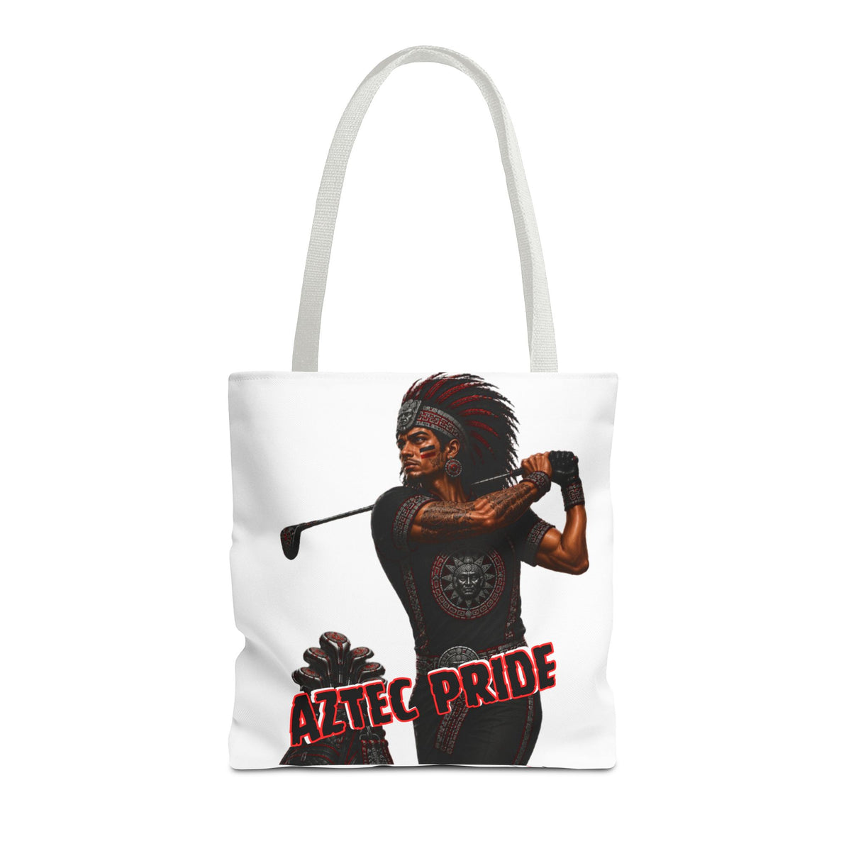 Aztec Golf Male Warrior Tote Bag | Aztec-Inspired AI Art • Made & Shipped in the USA • 🚚 FREE USA Shipping • FREE Personalization
