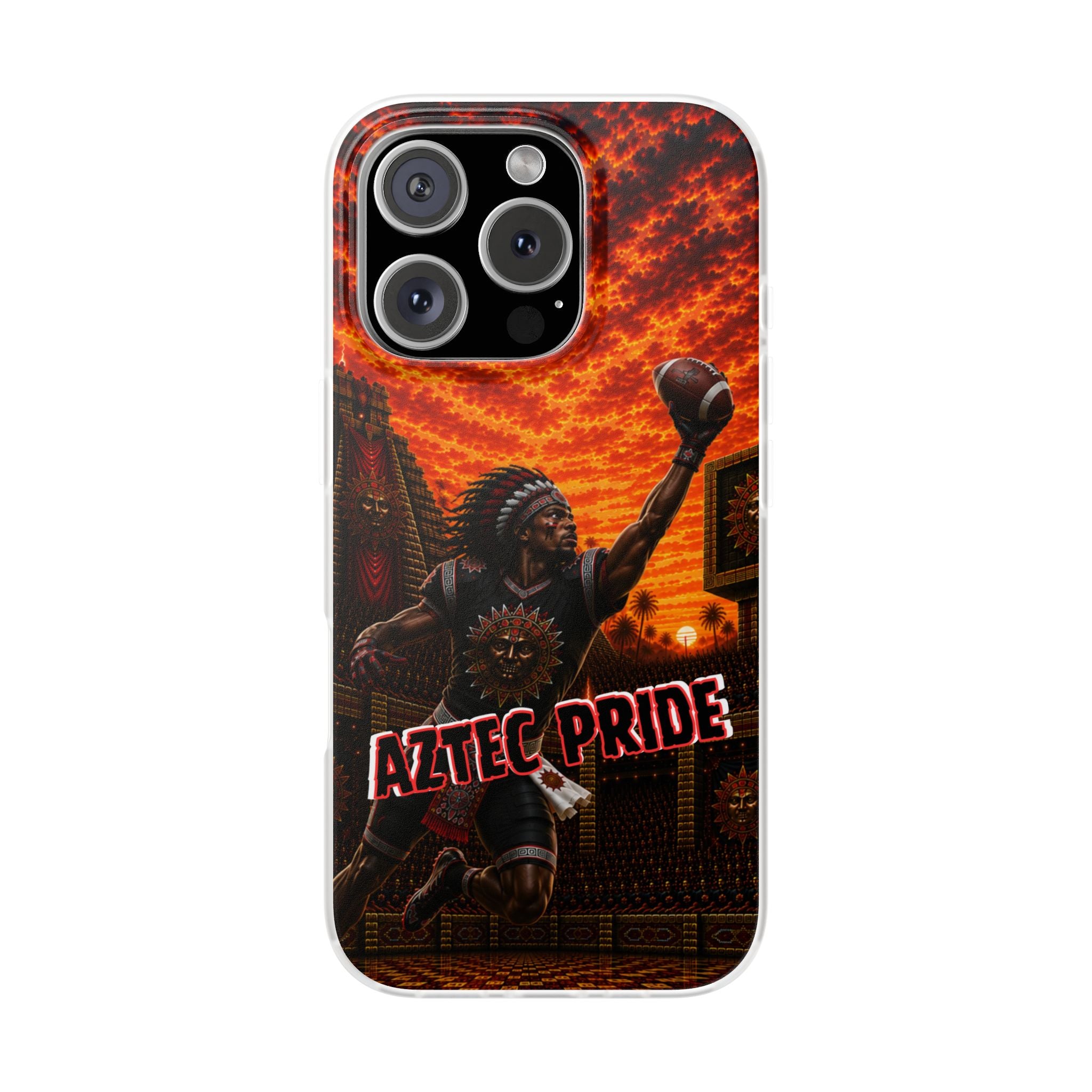 Aztec Football Warrior – Flexi Phone Case (iPhone & Samsung • Clear TPU • Made & Shipped in the USA • 🚚 FREE USA Shipping • Personalized Option)