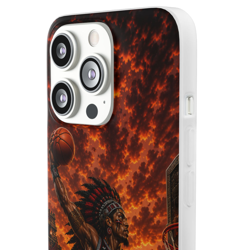 Aztec Basketball Male Warrior – Flexi Phone Case (iPhone & Samsung • Clear TPU • Made & Shipped in the USA • 🚚 FREE USA Shipping • Personalized Option)