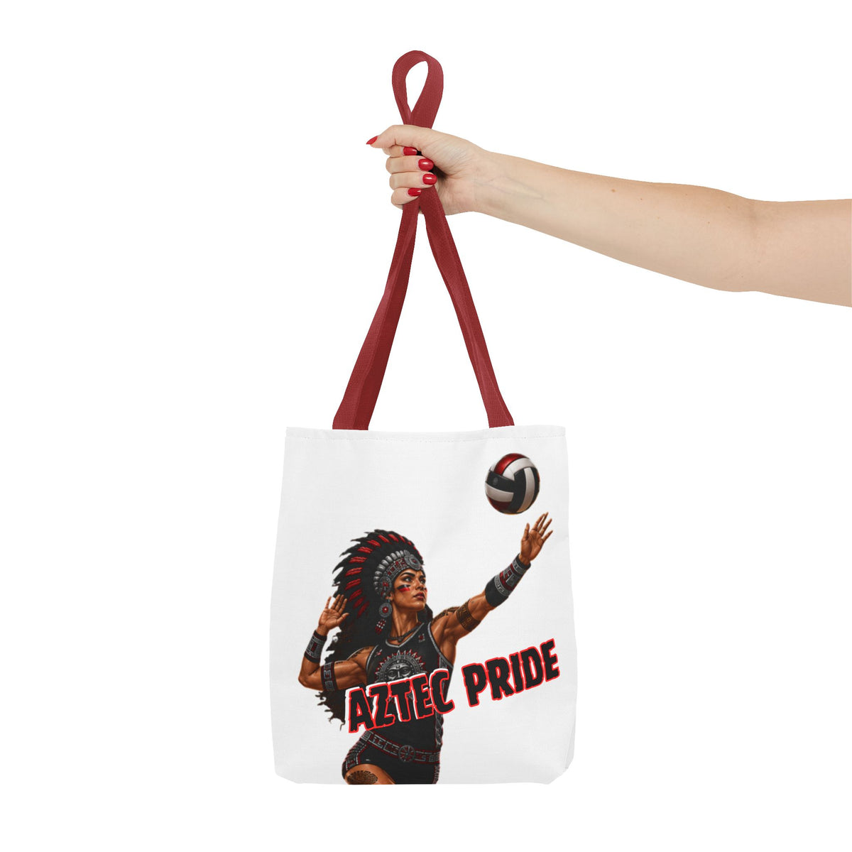 Aztec Volleyball Warrior Tote Bag | Aztec-Inspired AI Art • Made & Shipped in the USA • 🚚 FREE USA Shipping • FREE Personalization