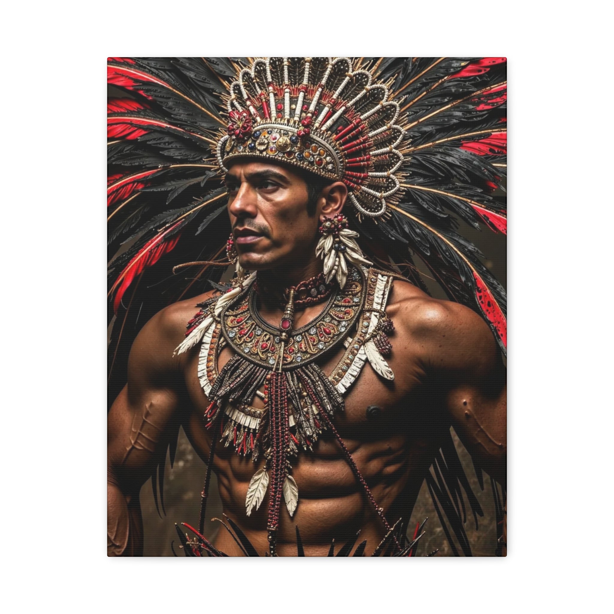 Aztec Sun Guardian – Bold Aztec Wall Art Canvas