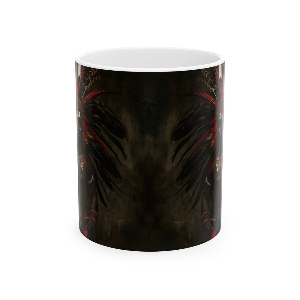 Aztec Panther Warrior – Ceramic Mug (11oz, 15oz • Dishwasher & Microwave Safe • Made in USA • Personalized Option)